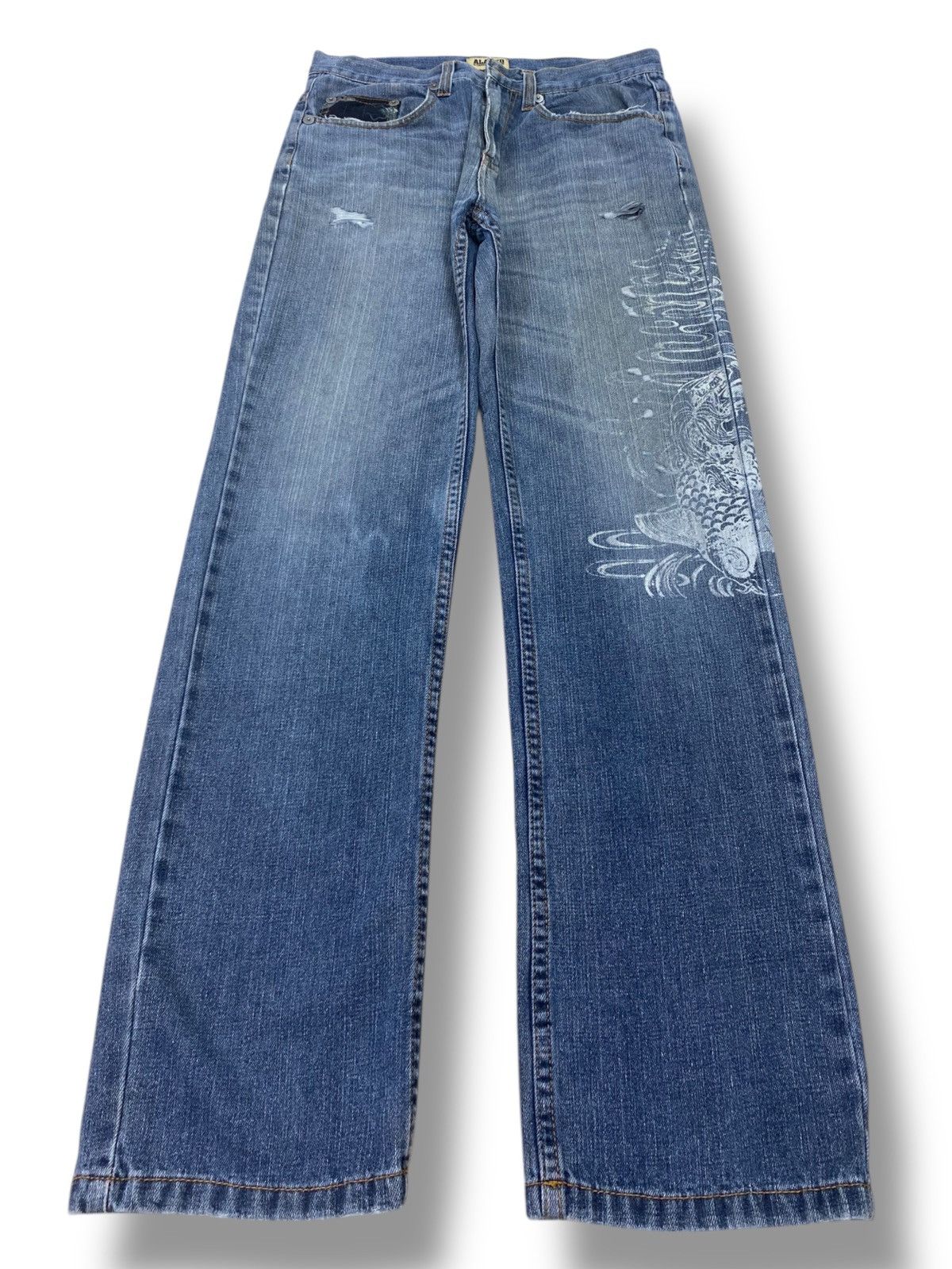 Other Japanese Brand Faded Wash Stye Embroidered Jeans Size US 31 - 1 Thumbnail