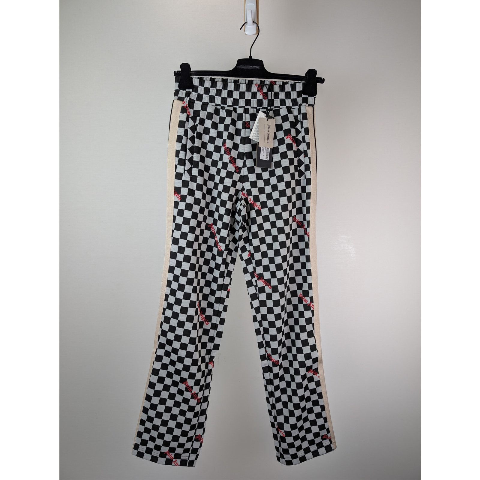 Palm Angels o1rshd1 Jacquard Damier Classic Track Pants in Black / Red Size US 32 / EU 48 - 9 Thumbnail