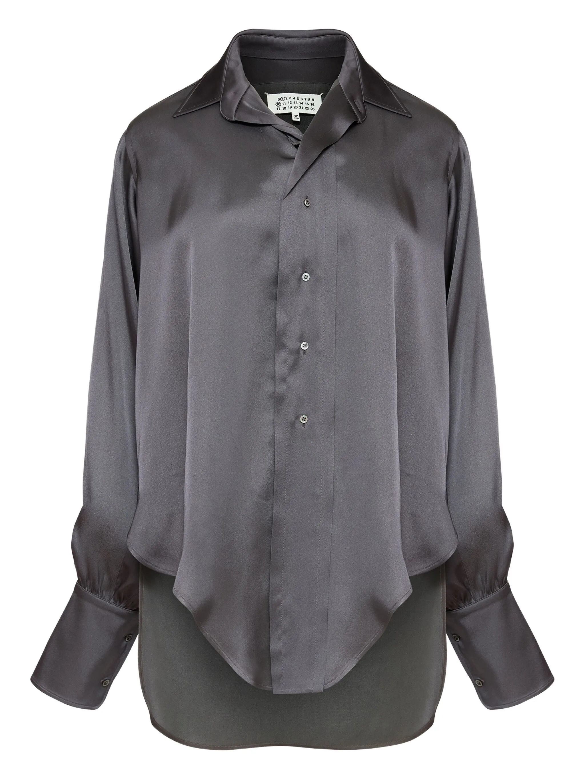 Maison Margiela o1w1db10526 Long-sleeved Satin Shirt in Dark Grey Size M / US 6-8 / IT 42-44 - 1 Thumbnail