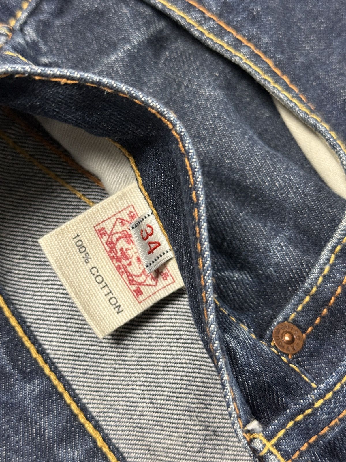 Evisu Evisu jeans big logo seagull selvedge denim Y2K navy blue Size US 34 / EU 50 - 9 Thumbnail