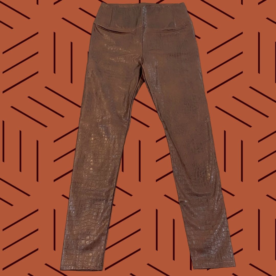 7 For All Mankind 7 For All Mankind Leggings Women Medium Brown Faux Leather Stretch Ankle Gym Run Size 32" / US 10 / IT 46 - 1 Thumbnail