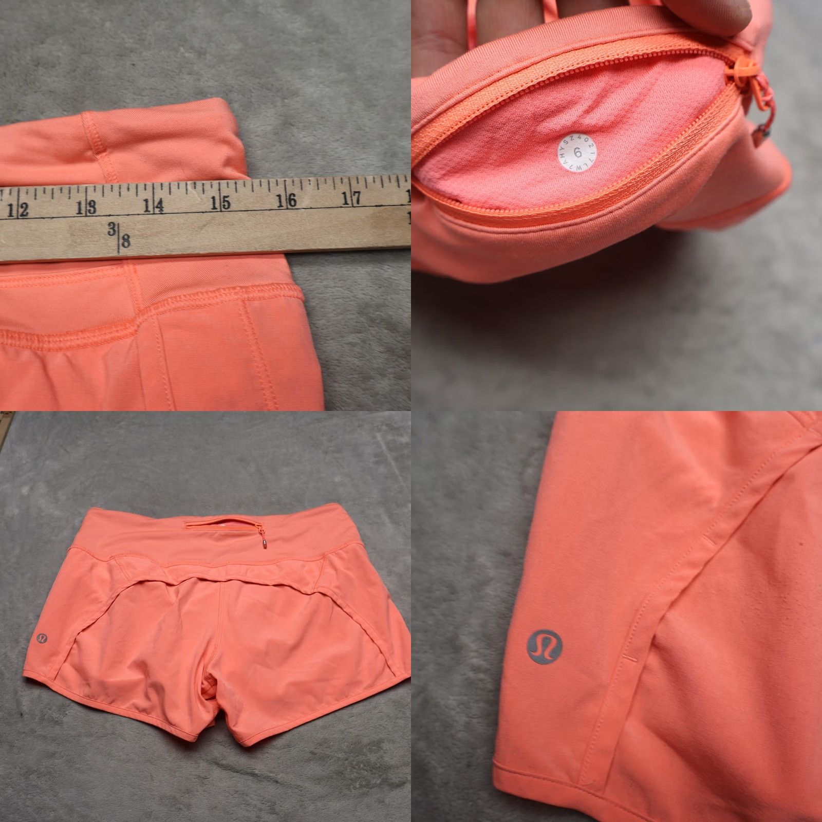 Lululemon Lululemon Shorts Women 6 Peach Run Times Stretch Wicking Drawcord Zip Pocket 4" Athletic Summer Activewear Shirt/Hip? Size 28" / US 6 / IT 42 - 8 Thumbnail