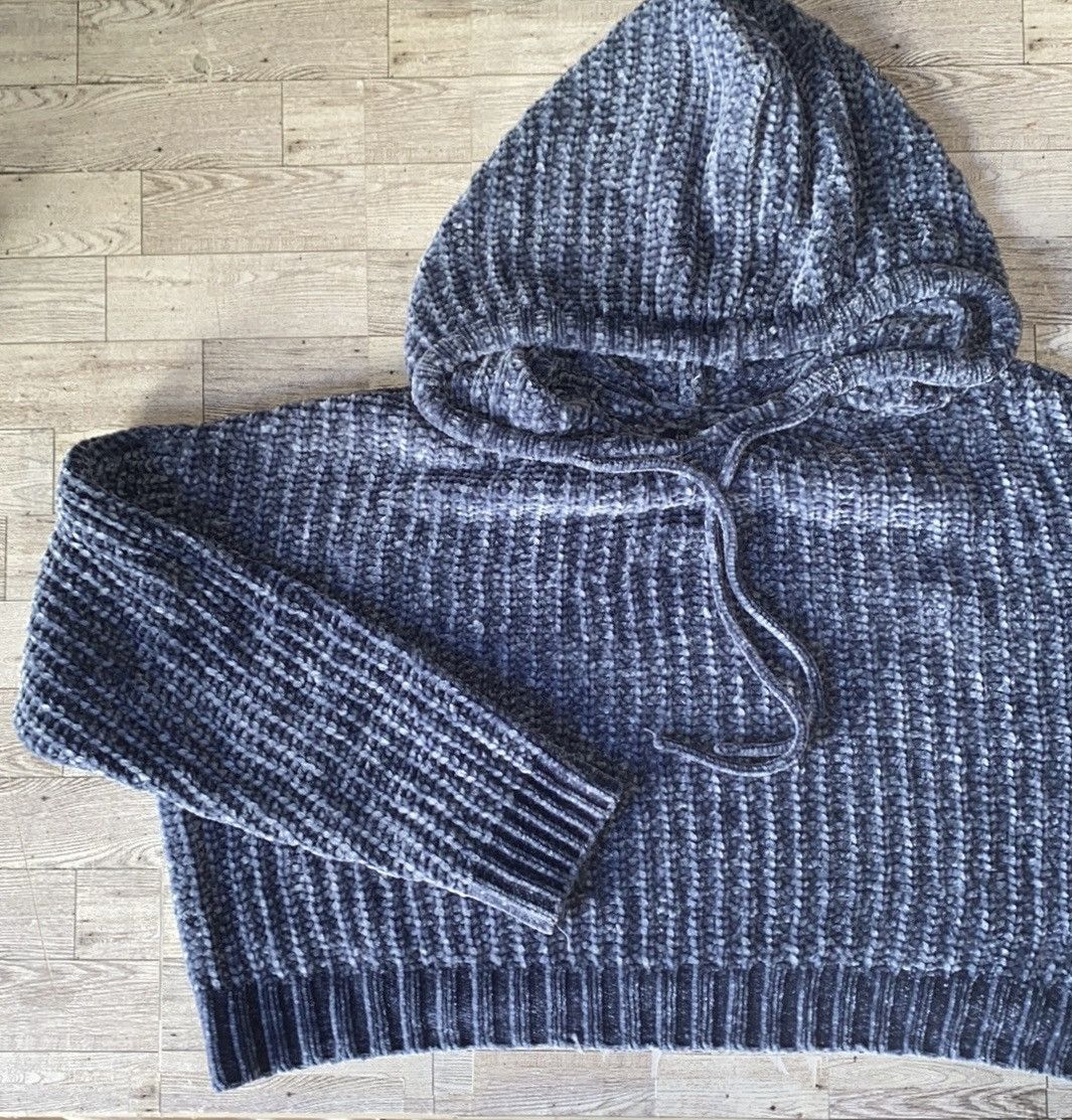 Forever 21 F21, Muted Blue, Chenille, Cropped, Oversized Hooded Sweater Size S / US 4 / IT 40 - 5 Thumbnail