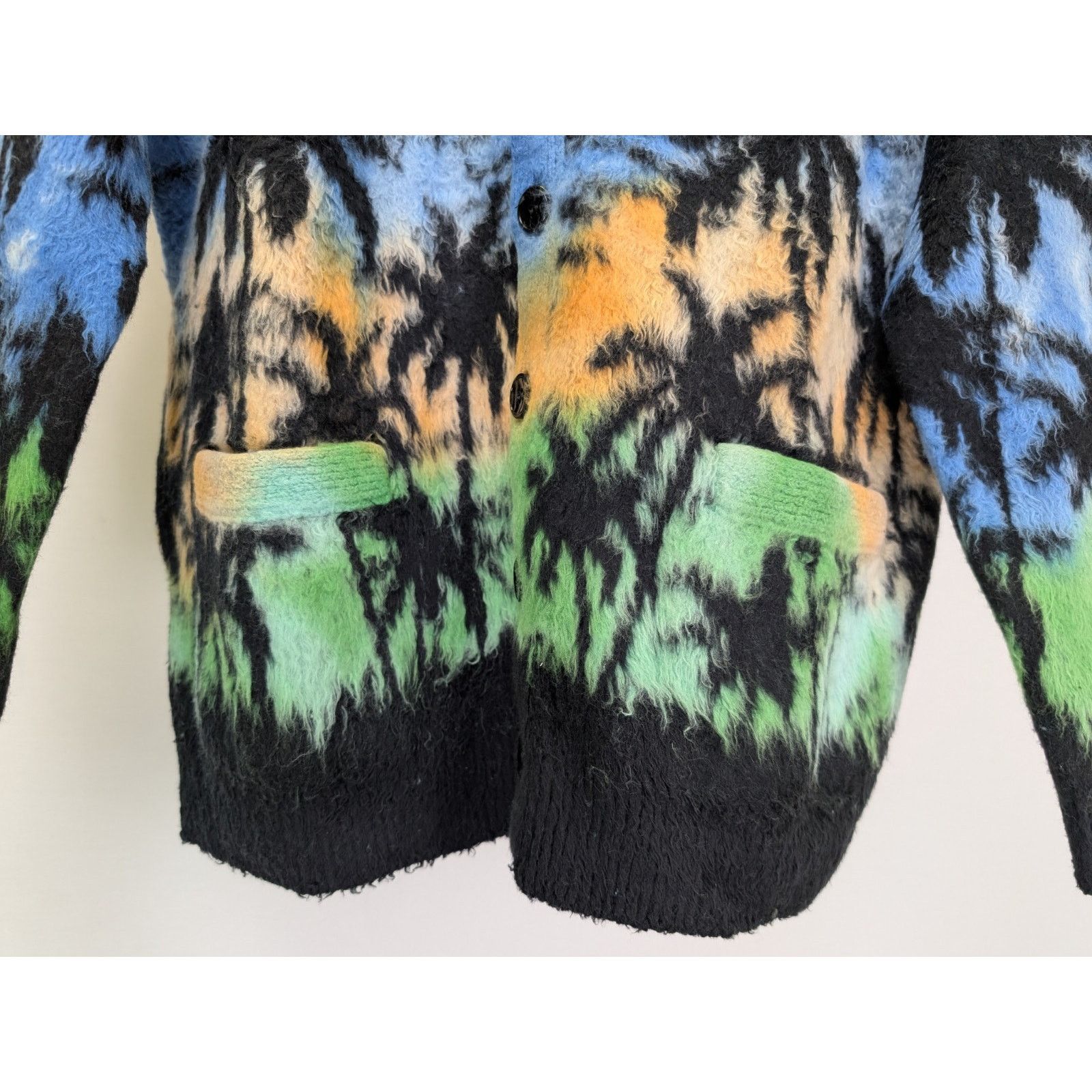 Celine o1rshd1 Blue Palm Printed Cotton Blend Cardigan Sweater Size US M / EU 48-50 / 2 - 5 Thumbnail
