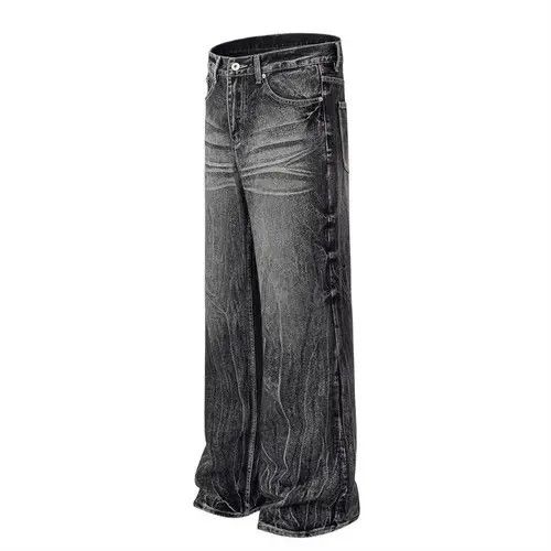 Jean American high street trend washed distressed straight jeans Size US 32 / EU 48 - 8 Thumbnail