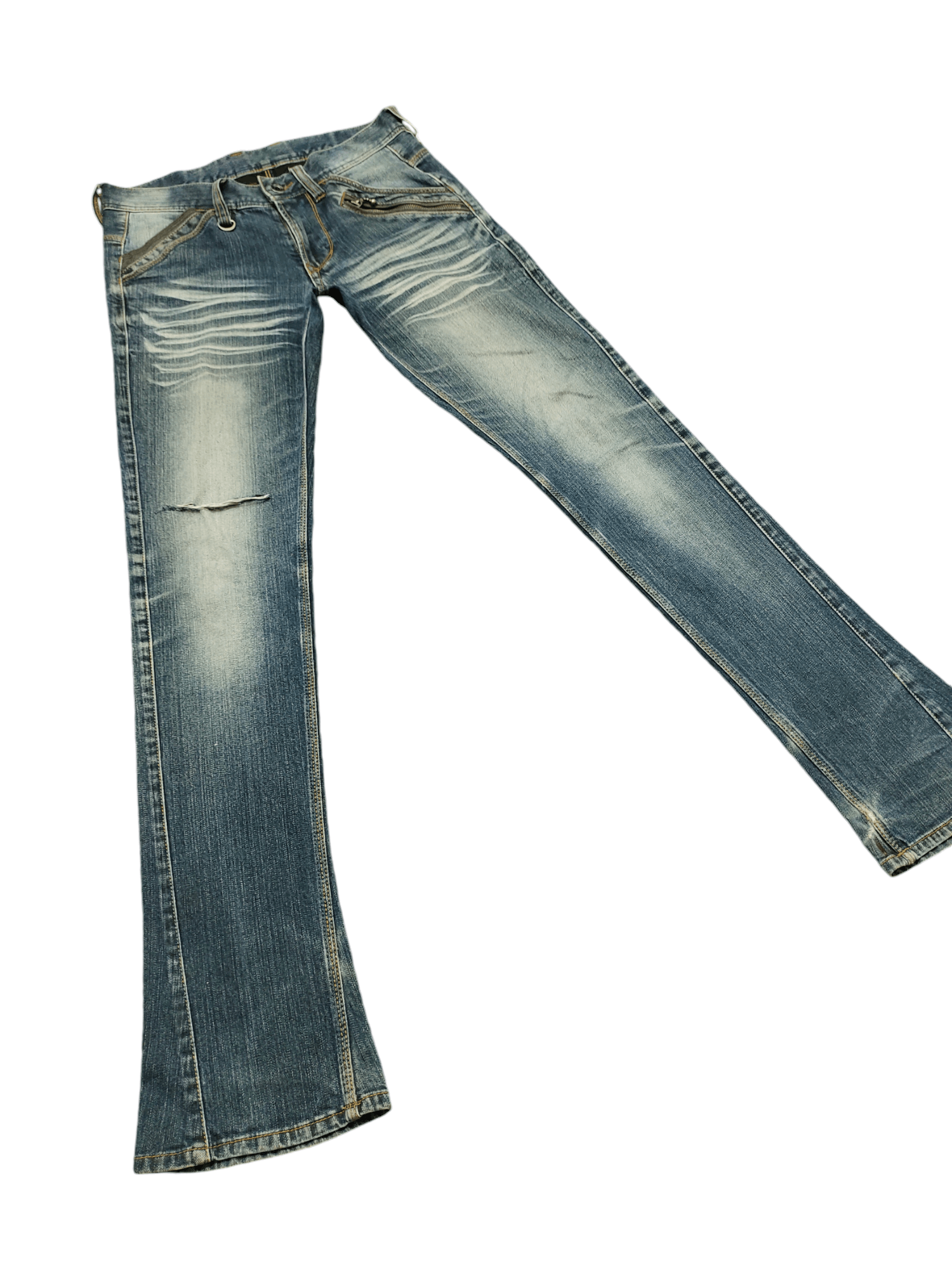 If Six Was Nine Flare Slim Jeans Nicole Club Clawmark Distress Faded Bootcut Size US 30 / EU 46 - 2 Thumbnail