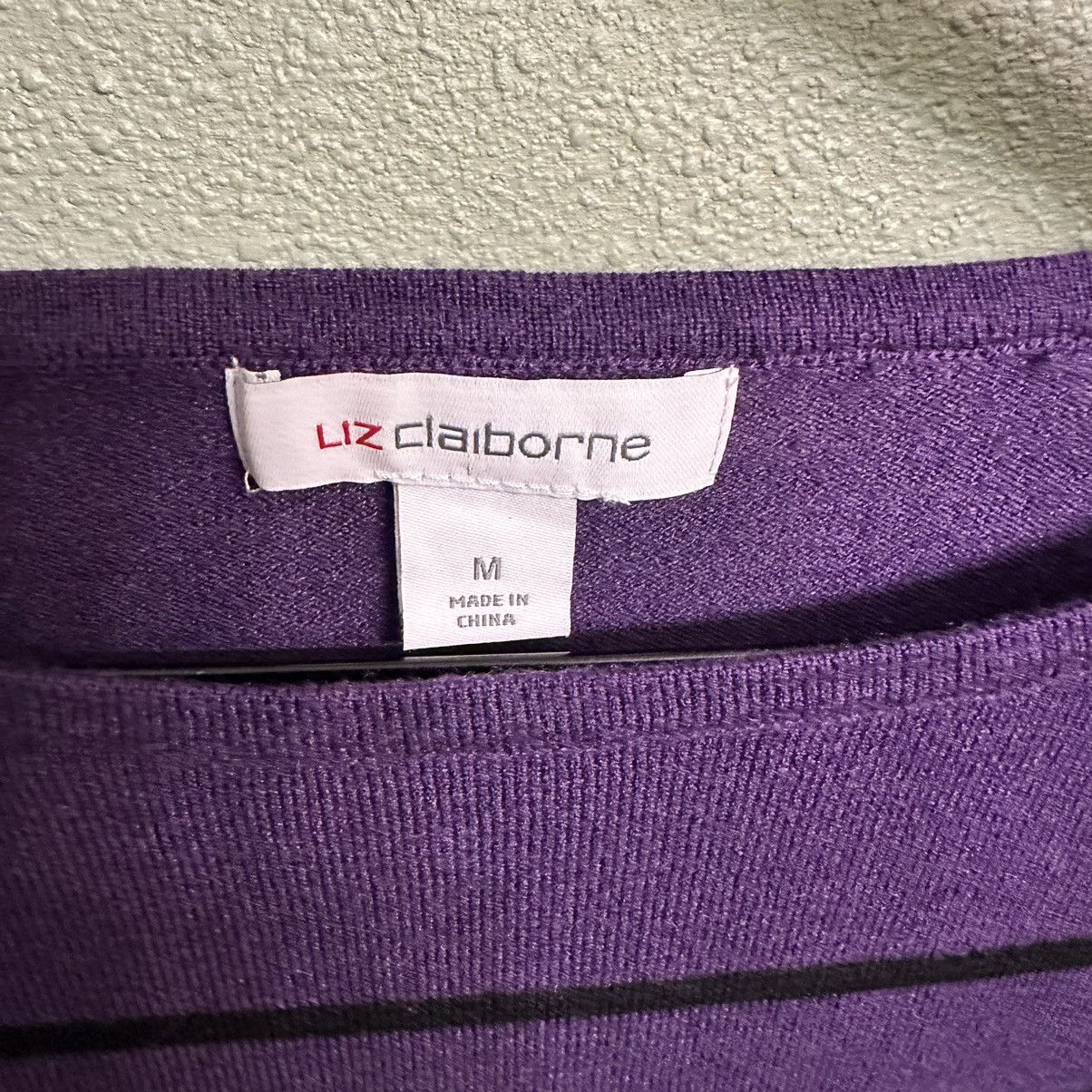 Liz Claiborne Liz Claiborne Women’s Purple Stripe Boxy Sweater Size M / US 6-8 / IT 42-44 - 3 Thumbnail