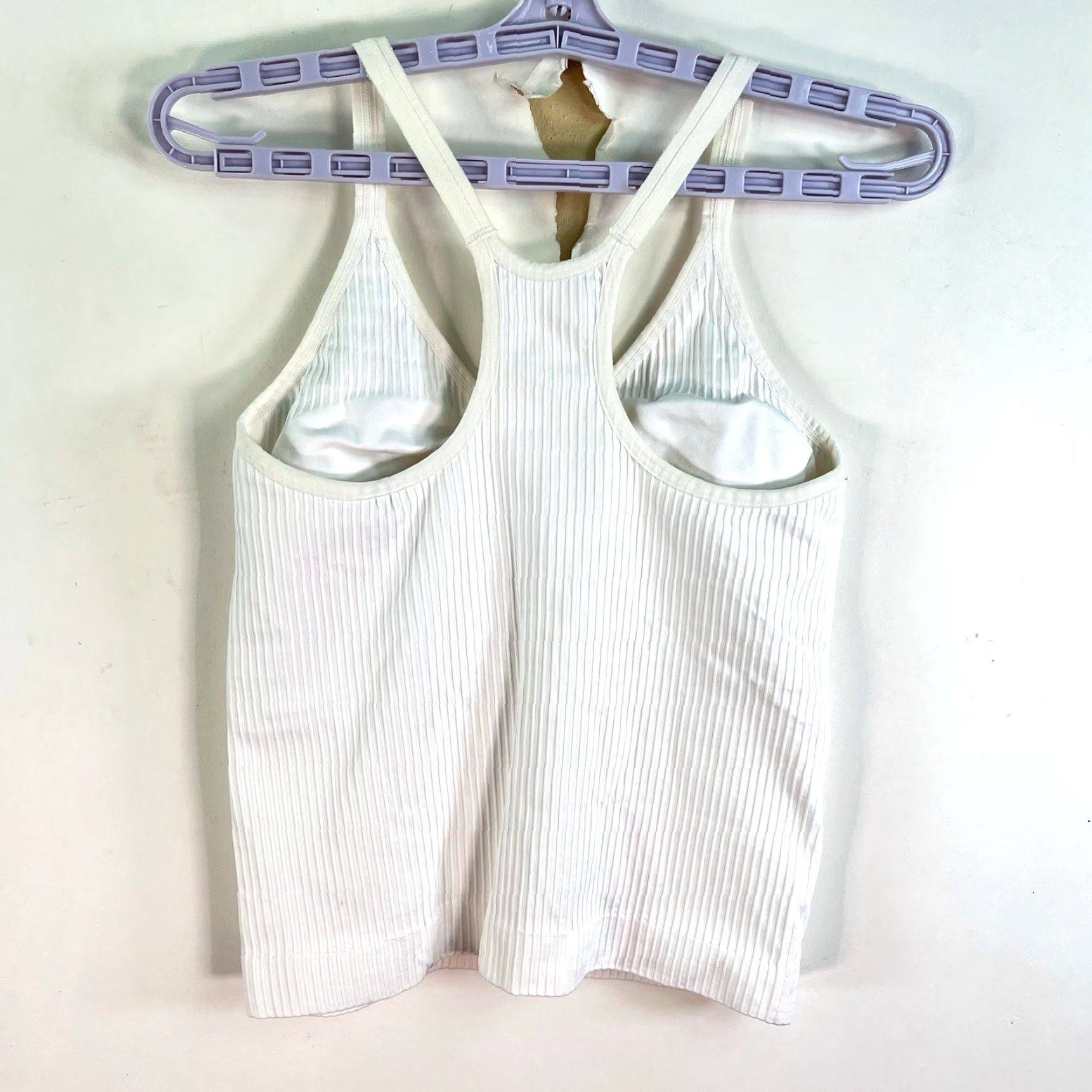 Nike Nike Women's Tank Top M/L Ivory Dri-Fit Activewear Sports Ribbed Racerback Sleeveless Size M / US 6-8 / IT 42-44 - 4 Thumbnail
