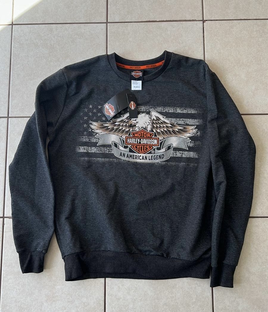 Harley Davidson × Vintage Vintag Harley Davidson HD Marbled Grey Sweatshirt Size US M / EU 48-50 / 2 - 4 Thumbnail
