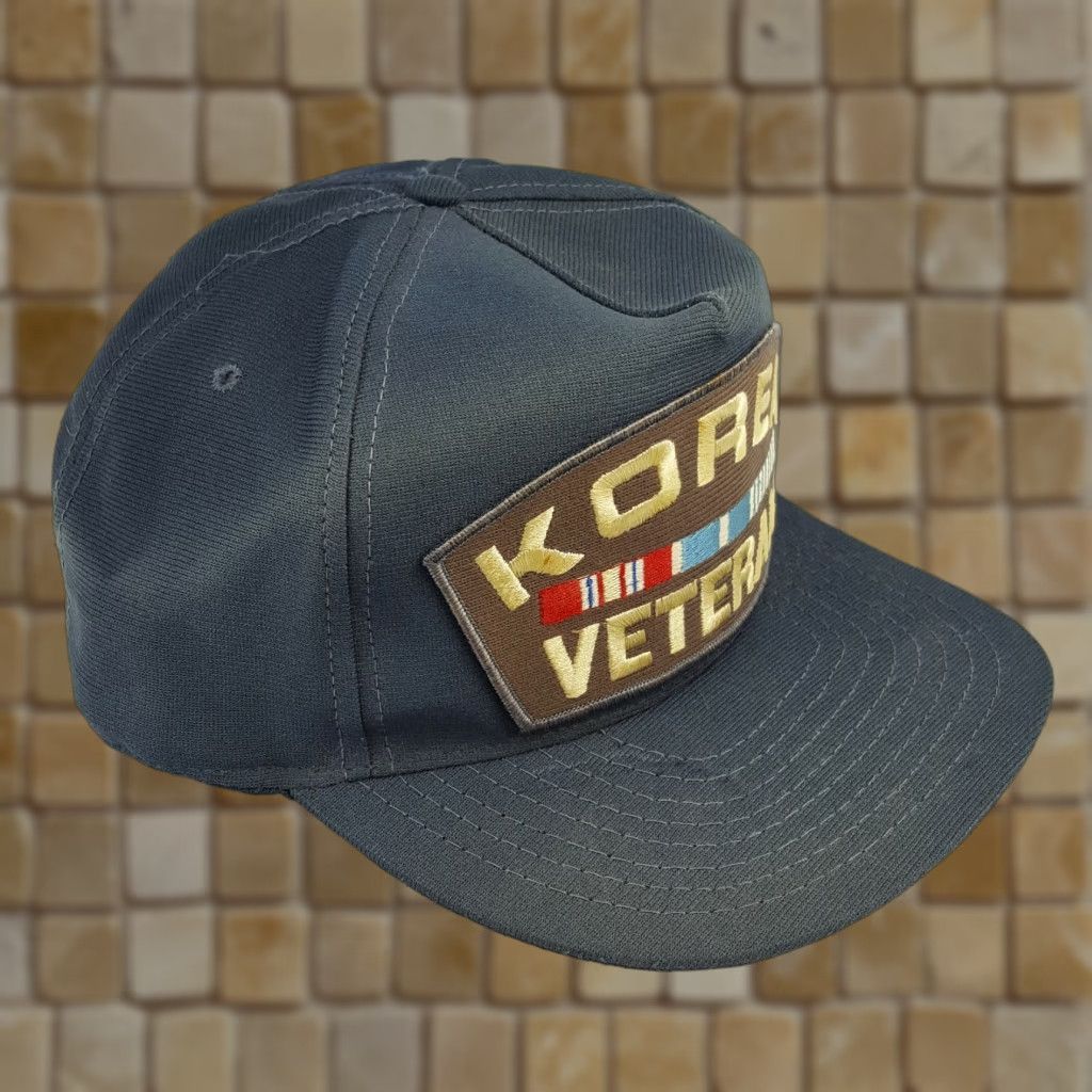 Vintage VINTAGE Faded Korea Veteran USA Trucker Hat Snapback Navy Blue Military Cap Eagle Crest Adjustable Mens Hat Size ONE SIZE - 1 Thumbnail