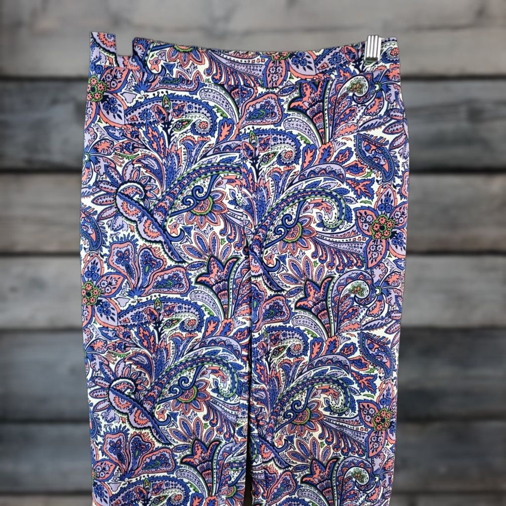 Isaac Mizrahi Isaac Mizrahi Live Womens Pull On Pants Sz 2 Blue Paisley Cotton Blend - Pants Womens Regular 2 Blue Paisley 28 in Inseam Size 26" / US 2 / IT 38 - 1 Thumbnail