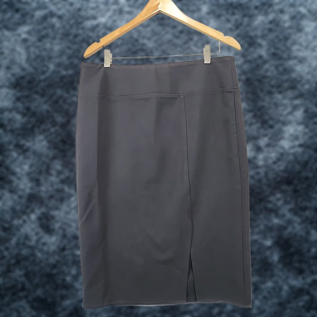 Worthington WORTHINGTON Womens L Black Front Slit Career Business Midi Pencil Skirt Office Size 36" / US 14 / IT 50 - 1 Thumbnail