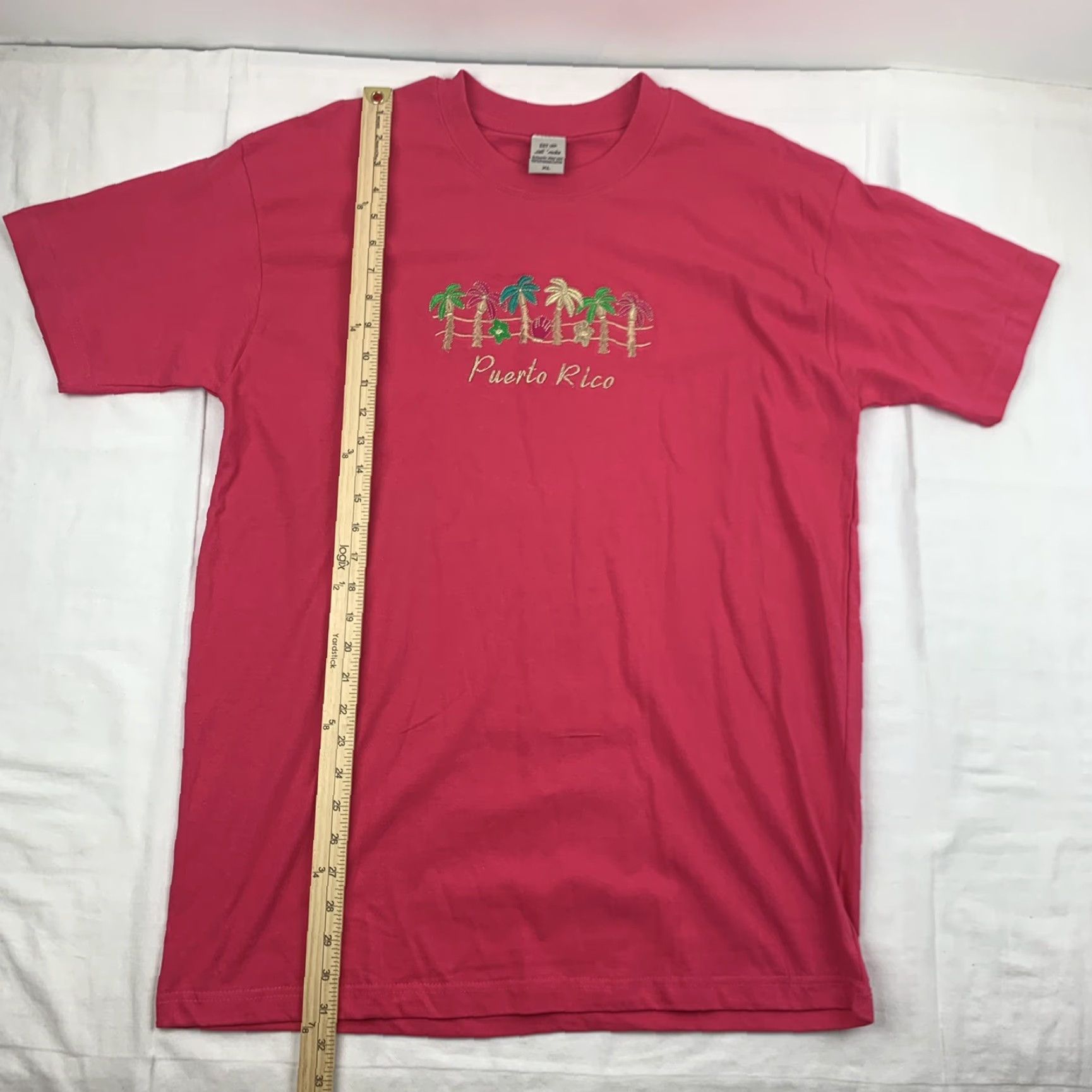 Vintage VINTAGE Puerto Rico T Shirt Adult XL Pink Palm Trees Nature Travel Embroidered Island Mens Size US XL / EU 56 / 4 - 5 Thumbnail