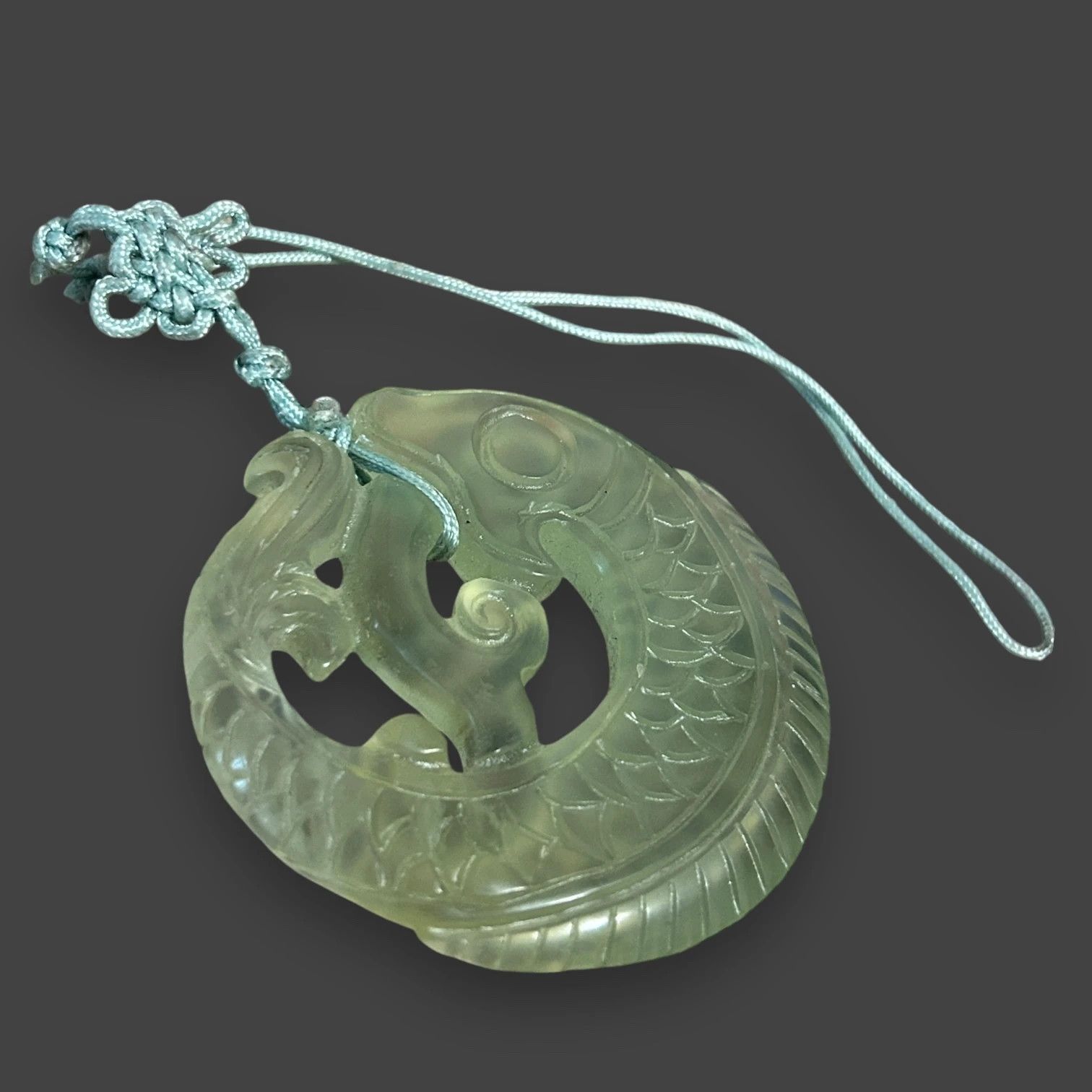 Vintage Vintage 1970s Jade Koi Fish Chinese Pendant Size ONE SIZE - 2 Thumbnail