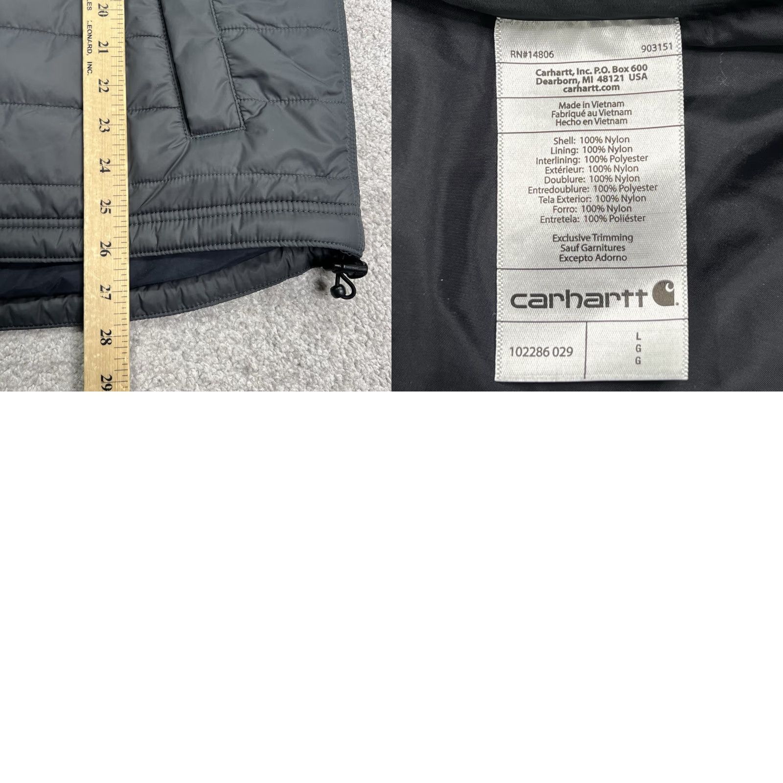 Carhartt Carhartt Puffer Vest Rain Defender Gray OV2286-M Relaxed Fit Embroidered Mens Large Size US L / EU 52-54 / 3 - 9 Thumbnail