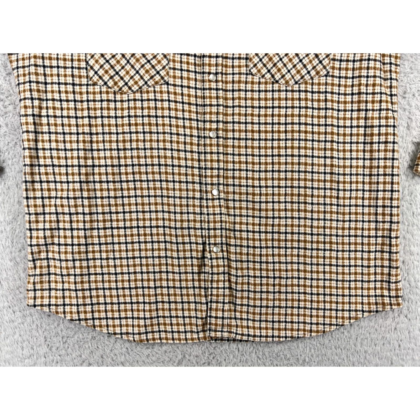 Haband Haband Shirt Mens Large Beige Plaid Flannel Pearl Snap Western Long Sleeve Size US L / EU 52-54 / 3 - 5 Thumbnail