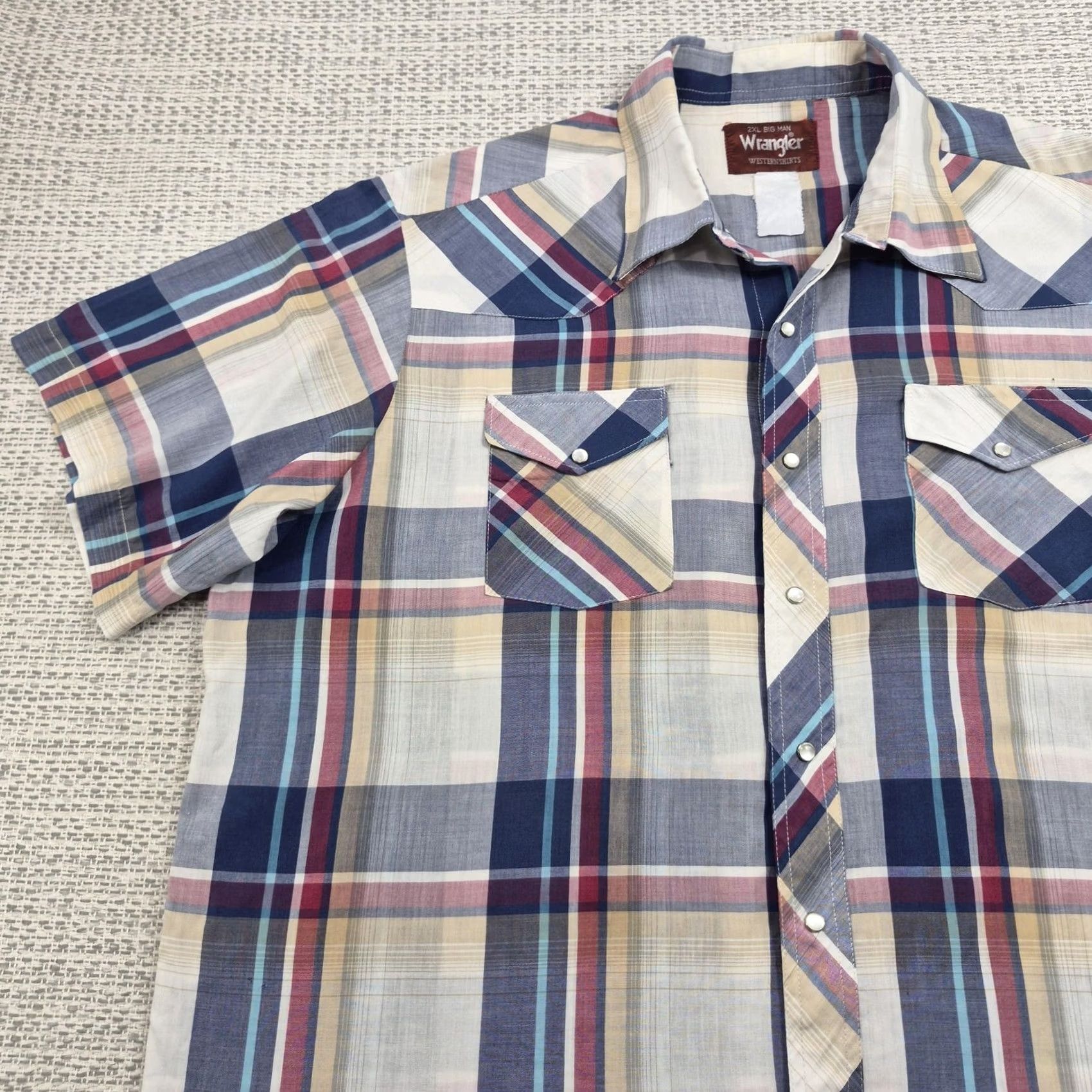 Wrangler VTG Wrangler Snap Shirt Mens Big 2XL Big Man Plaid Short Sleeve Western Casual Shirt Size US XXL / EU 58 / 5 - 3 Thumbnail
