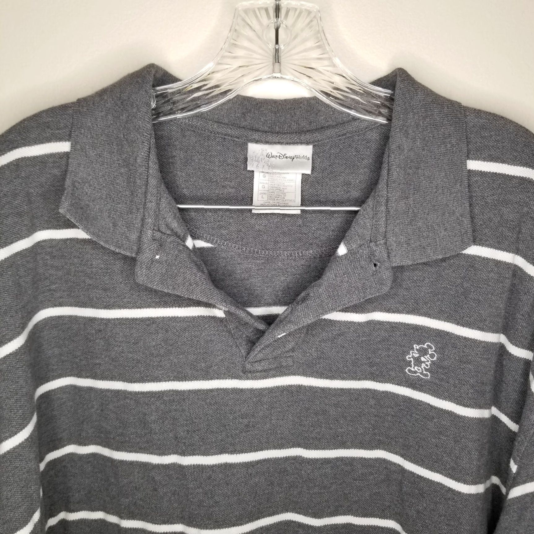 Disney VINTAGE Walt Disney World Mickey Polo Shirt Mens Short Sleeve Size L Gray Striped Adult Large Size US L / EU 52-54 / 3 - 2 Thumbnail