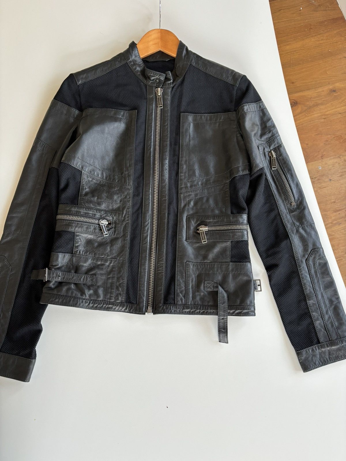 image of Dirk Bikkembergs Bikkembergs Leather And Nylon Jacket in Black, Men's (Size Small)