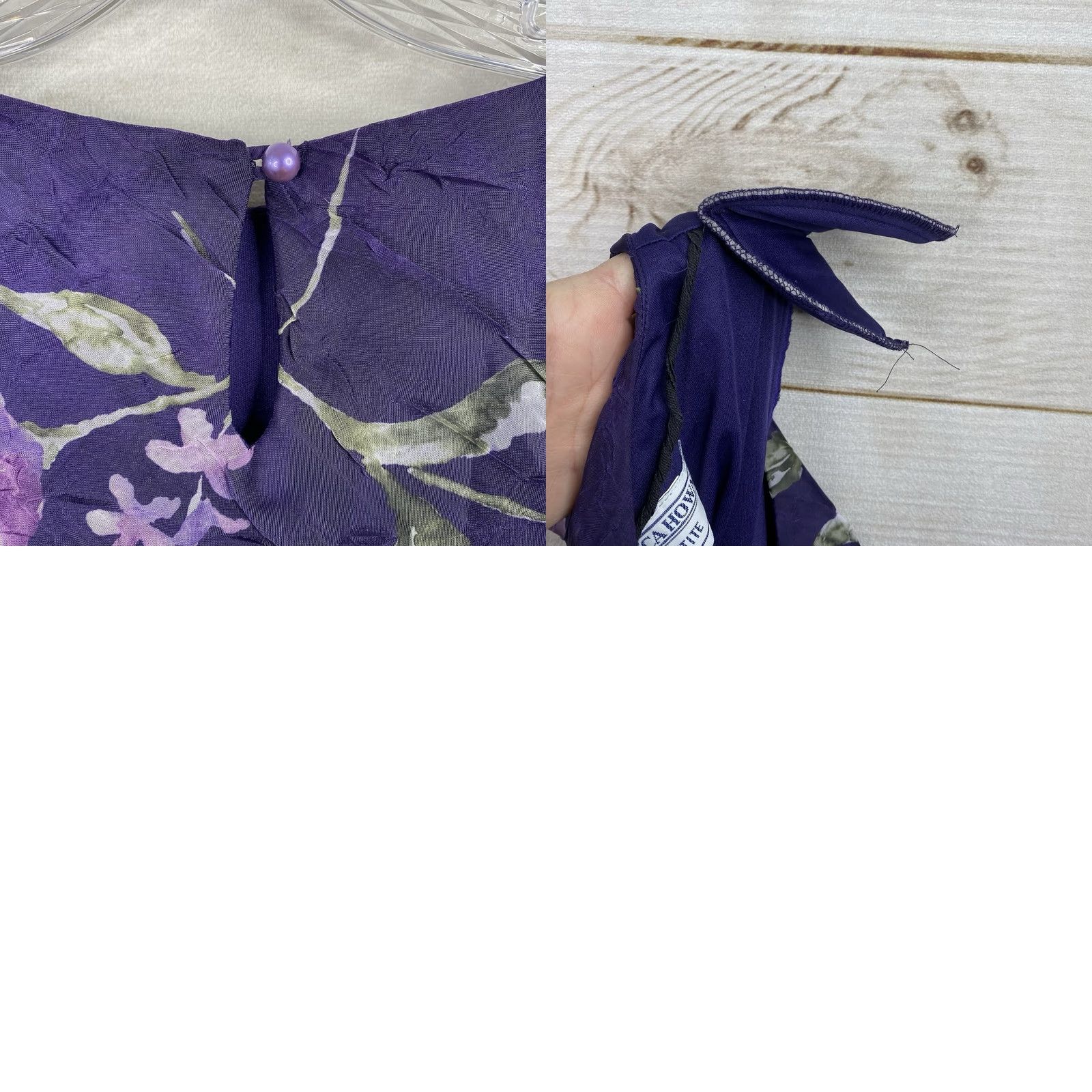 Vintage VINTAGE Jessica Howard Blouse Shirt Purple Floral Print Lined Short Sleeve Round Neck 90s Flower Womens Size L / US 10 / IT 46 - 8 Thumbnail