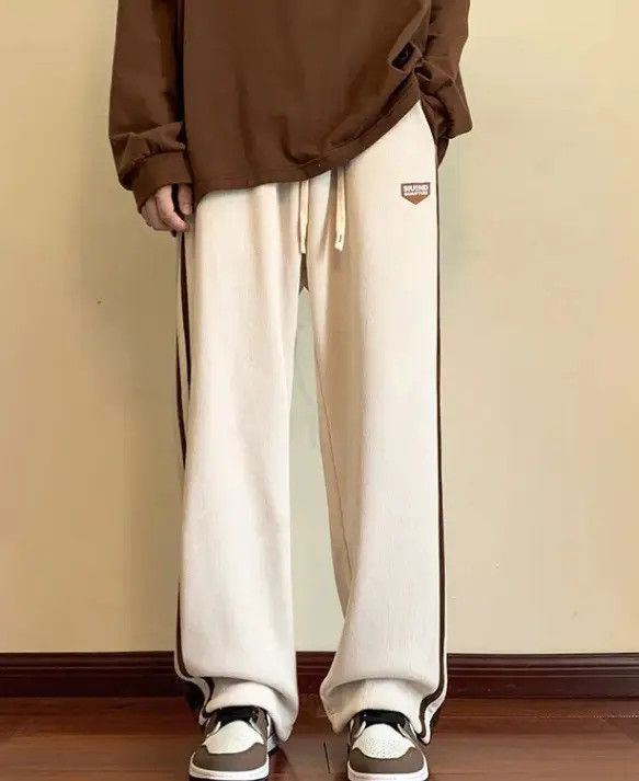 Japanese Brand Lightweight Beige Color Baggy Striped Sweatpants Size US 32 / EU 48 - 4 Thumbnail