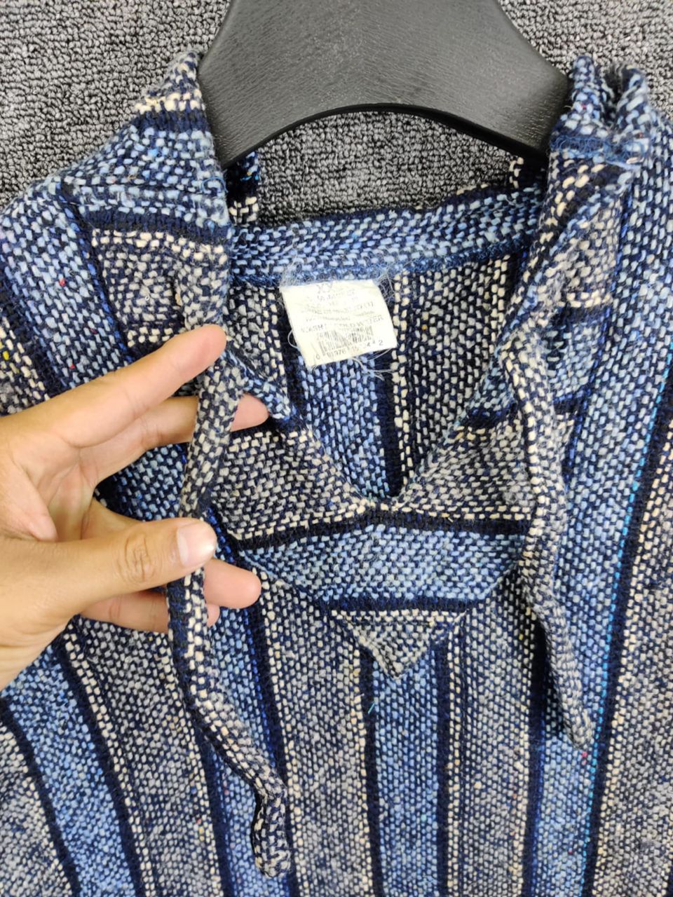 Vintage Vintage Mexican Baja Drug Rug Blue Grey Jacket Size US XXL / EU 58 / 5 - 5 Thumbnail
