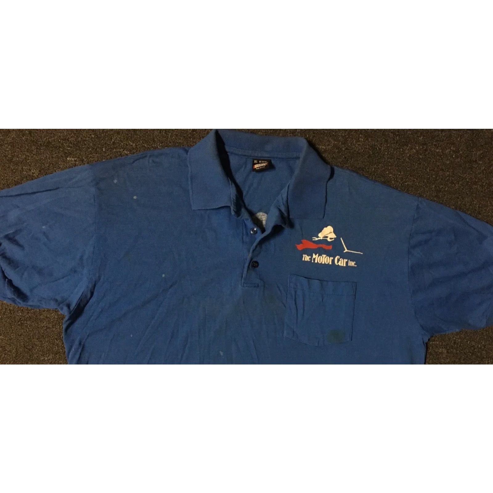 Vintage VINTAGE Motor Car Inc Faded Distress Mechanic Polo Shirt L USA Blue 80s 90s Shirt Mens Retro Grunge Punk Car USA Mechanics Size US L / EU 52-54 / 3 - 6 Thumbnail