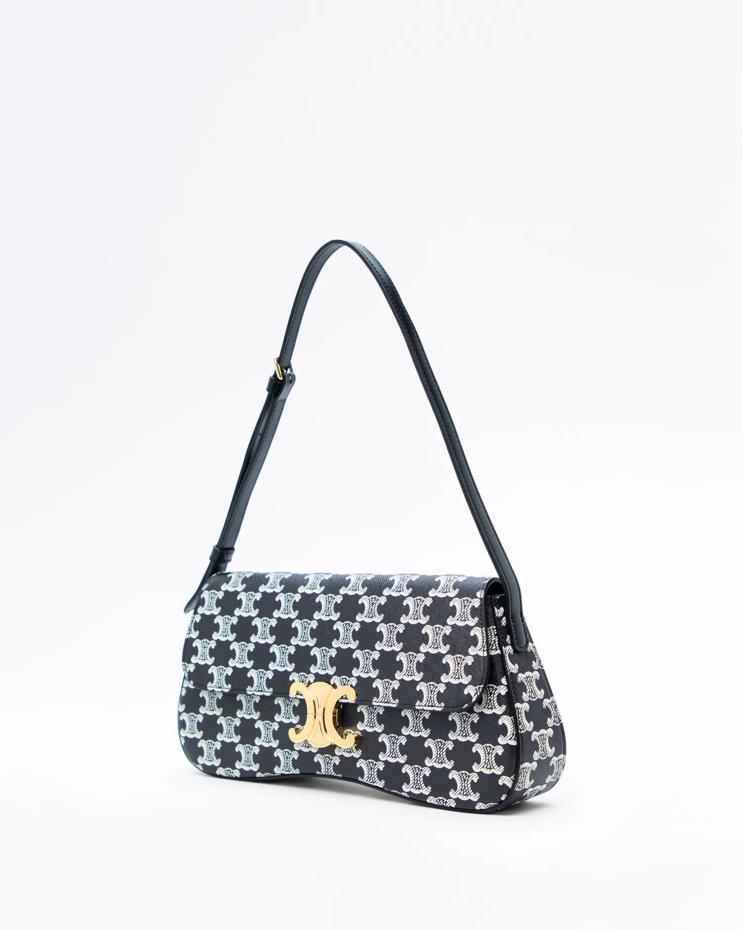 Celine CELINE Lola Triomphe medium black & white coated canvas bag Size ONE SIZE - 4 Thumbnail