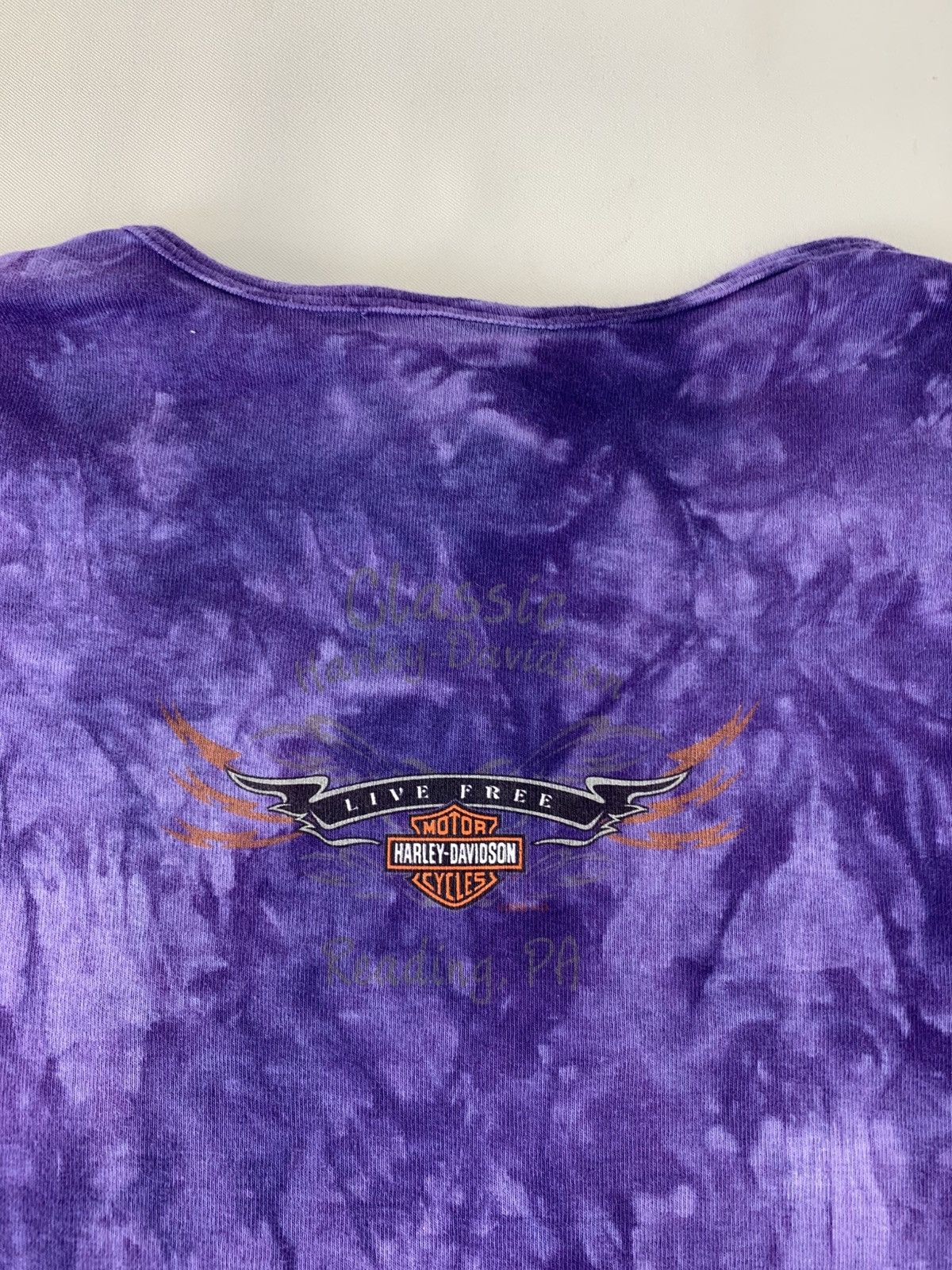 Harley Davidson 90s Harley Davidson V Neck Tye Dye Printed Longsleeve Tee Size XL / US 12-14 / IT 48-50 - 7 Thumbnail