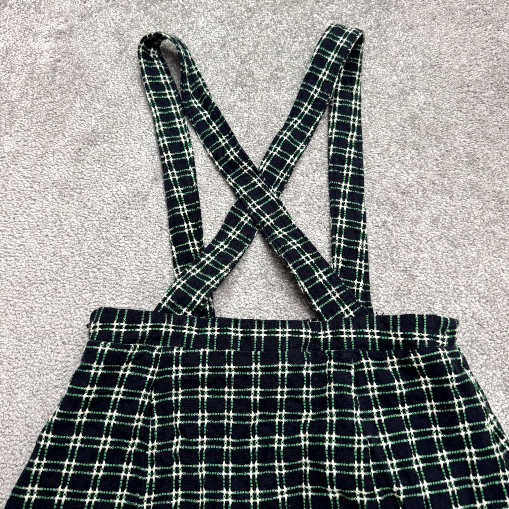 Anthropologie Maeve By Anthropologie Plaid Suspender Pinafore Jumper Dress Womens 6 Navy Green Plaid Sleeveless Multicolor 6 Womens Size M / US 6-8 / IT 42-44 - 3 Thumbnail