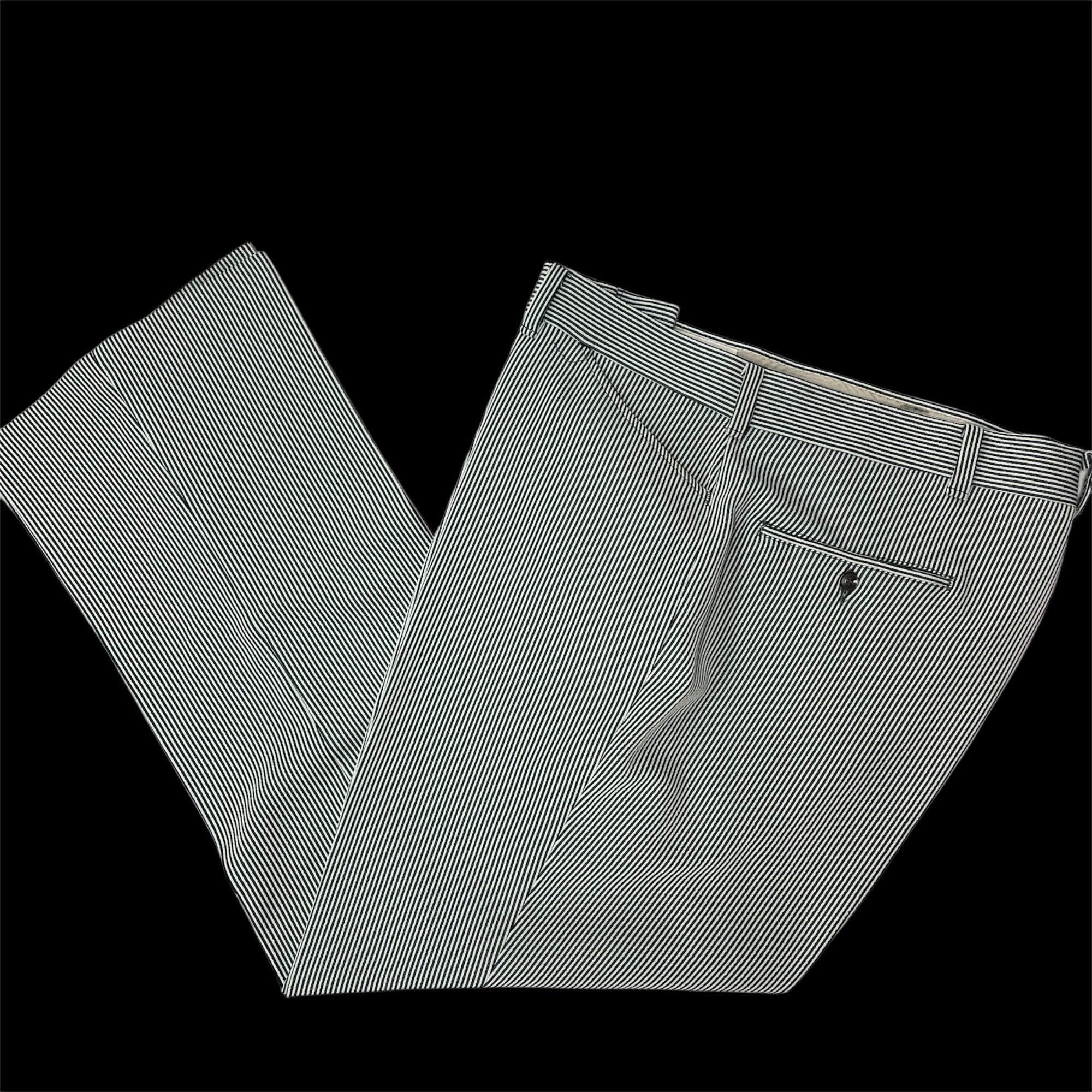 Sears Vtg Kings Road SEARS GREEN White SEERSUCKER Pants Size US 38 / EU 54 - 1 Thumbnail
