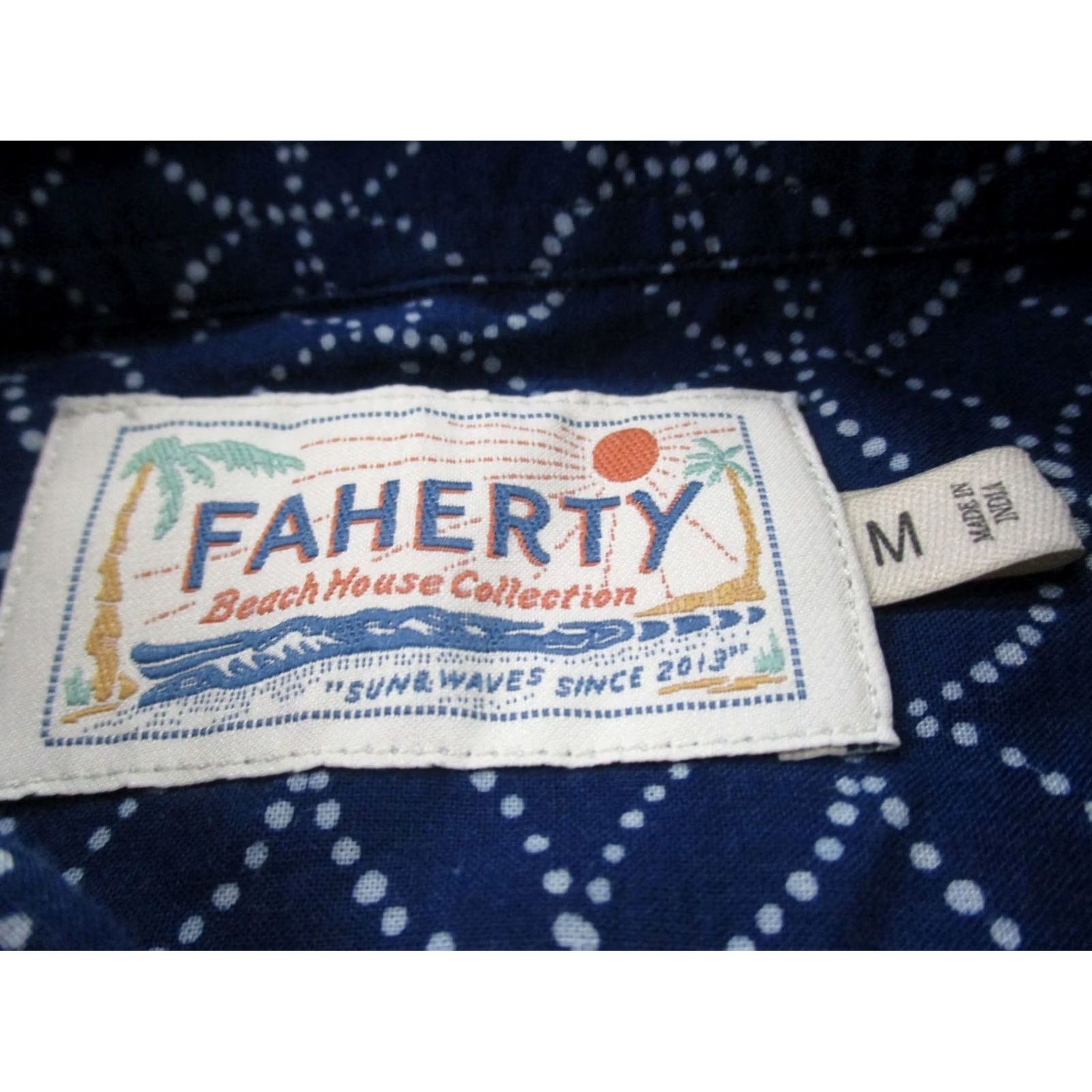 Faherty Faherty Shirt Mens M Button-Up Blue Geometric Lightweight Cotton Short Sleeve Collared Beach Vacation Outdoor Casual Mens Size US M / EU 48-50 / 2 - 7 Thumbnail