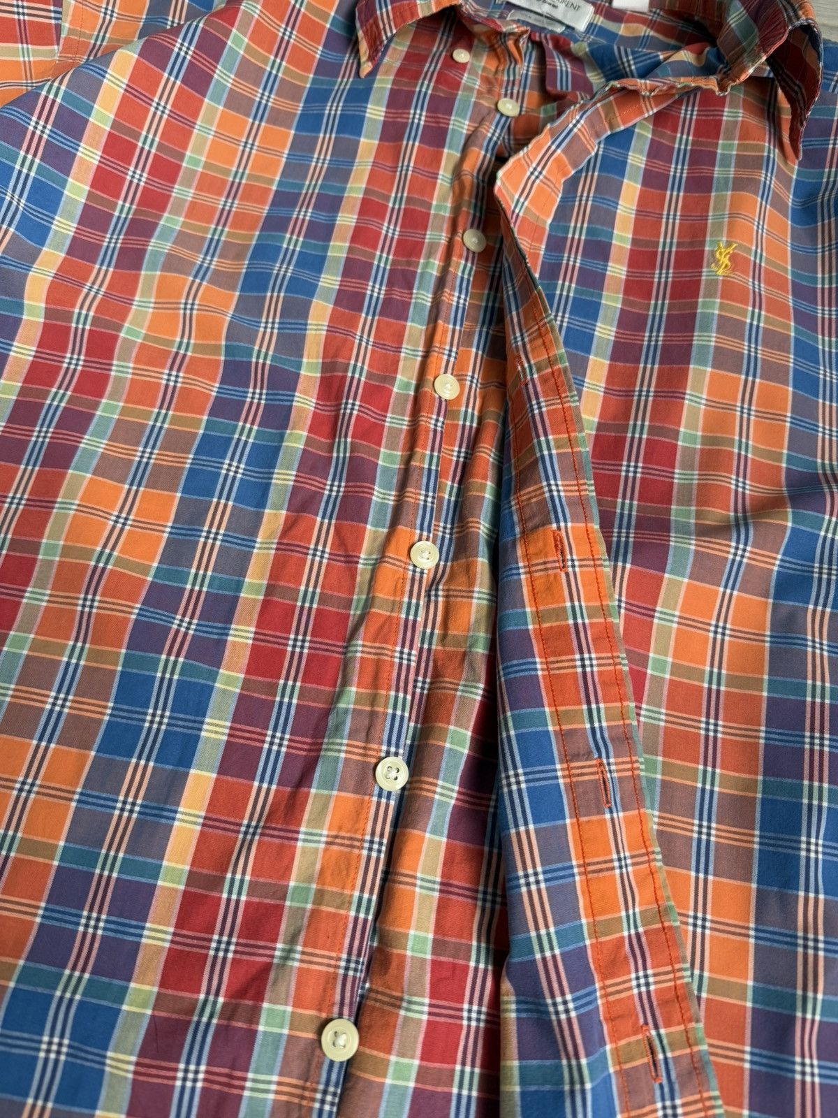 Vintage × Yves Saint Laurent Vintage Ysl navy check Yves Saint Lauren shirt Size US XL / EU 56 / 4 - 3 Thumbnail