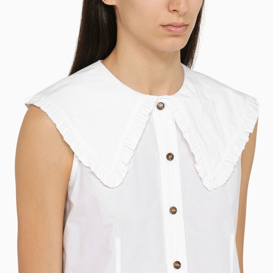Ganni o1d2blof0824 Cotton Shirts in White Size XS / US 0-2 / IT 36-38 - 4 Thumbnail