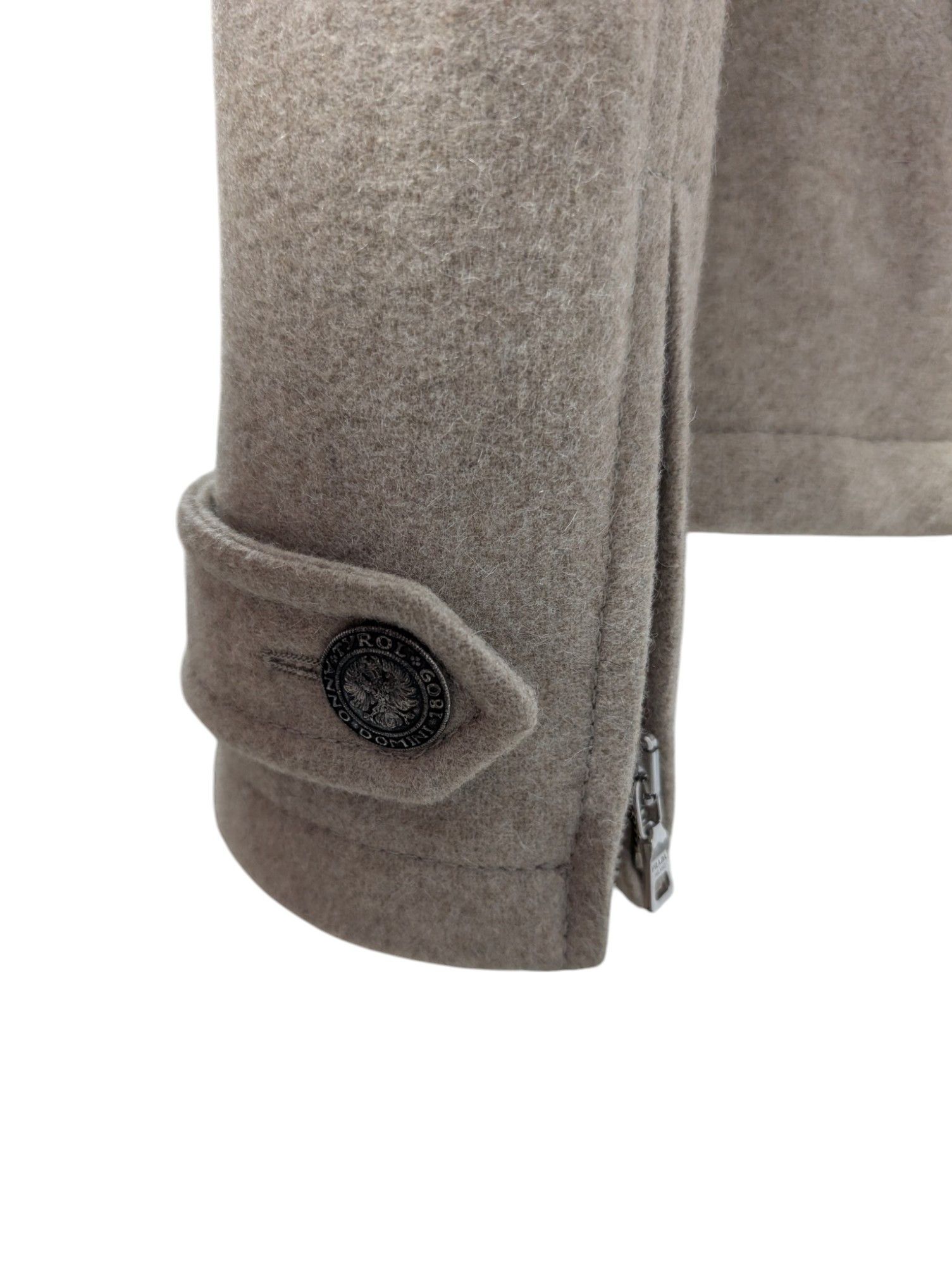Prada Light Brown Zip Up Wool Jacket With Leather Elbow Padded Size XS / US 0-2 / IT 36-38 - 7 Thumbnail