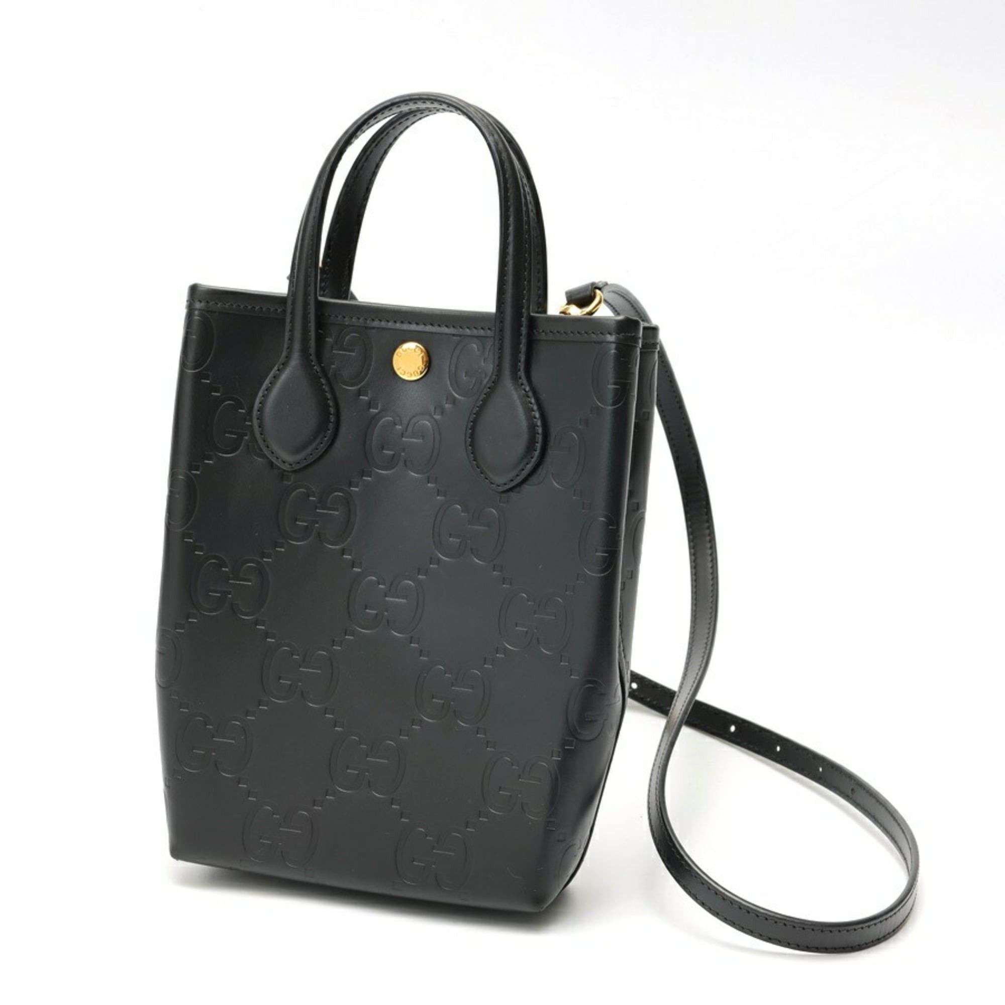 Gucci Gucci Super Mini Bag Shoulder 790133 GG Embossed Leather Black Size ONE SIZE - 1 Thumbnail