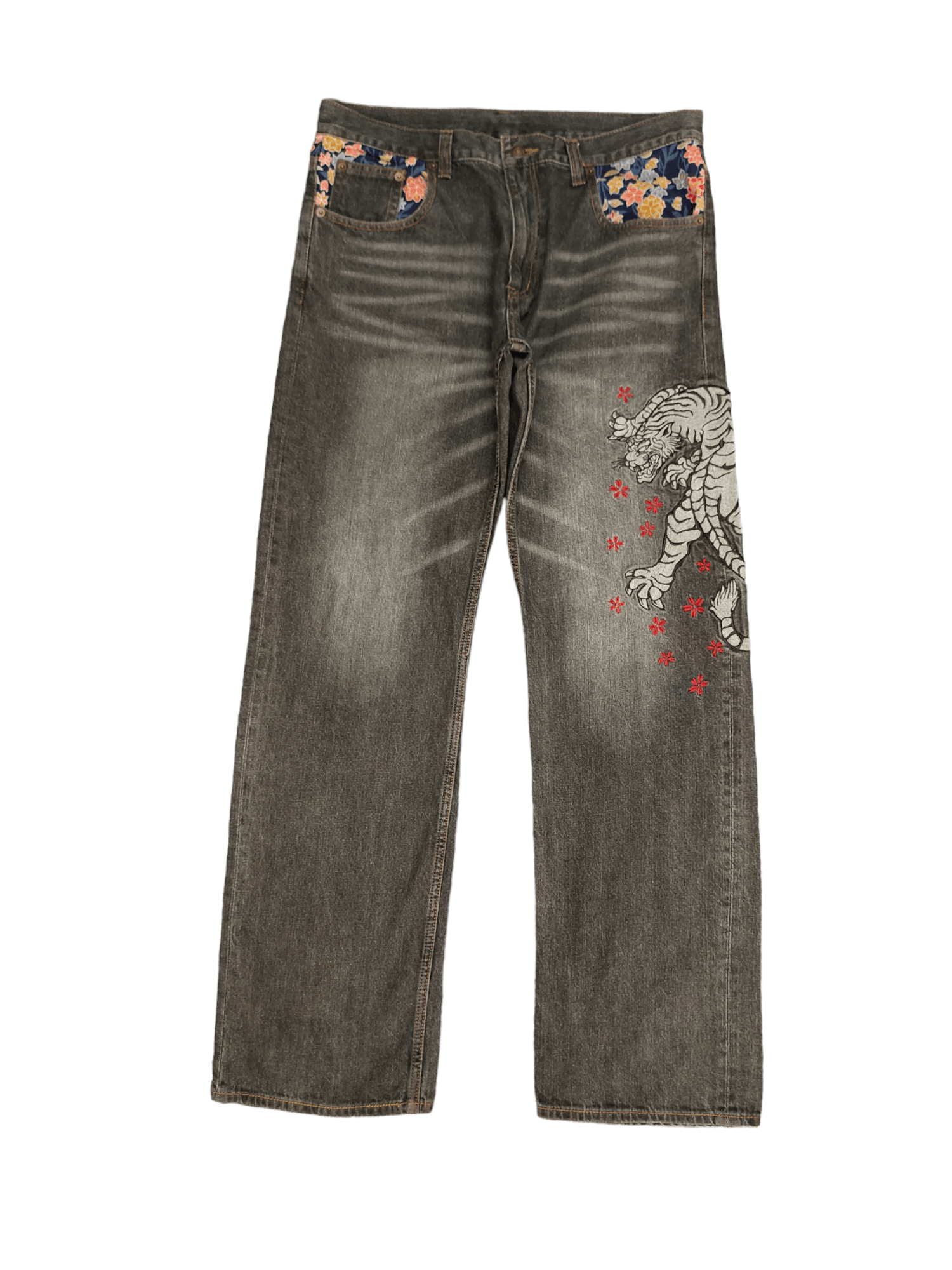 image of Vintage Baggy Jeans Sukajan Japan Wide Leg Y2K Karakuri Tamashi, Men's (Size 34)