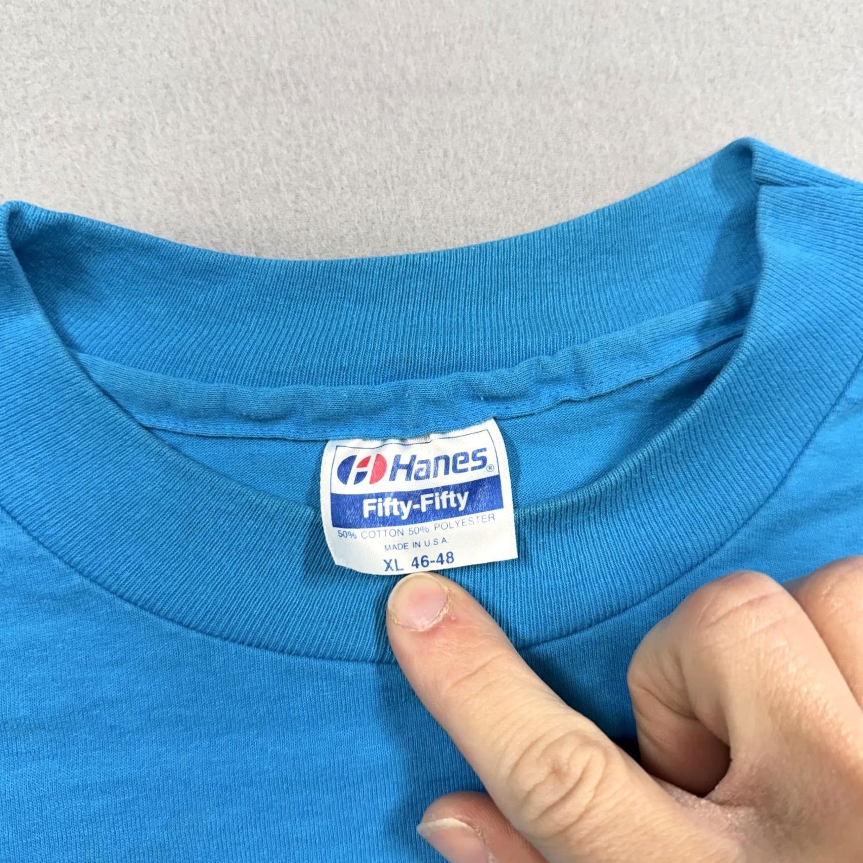 Hanes VINTAGE Hanes Shirt Mens XL Blue Florida Boat Sunset Nautical Graphic Tee 80s Size US XL / EU 56 / 4 - 3 Thumbnail