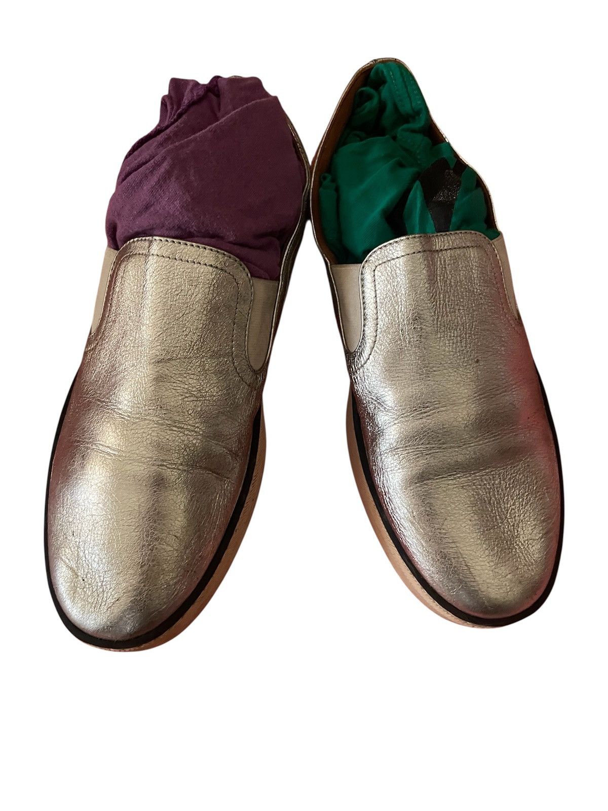 Bottega Veneta Bottega Veneta Women's Bronze Metallic Leather Slip-On Flats Size US 7 / IT 37 - 1 Thumbnail