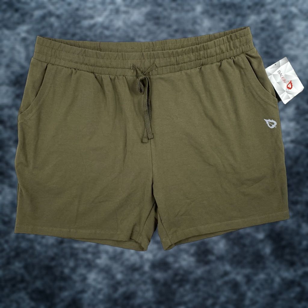 Vintage Baleaf Womens Shorts 2XL Green Cotton Drawstring Pockets Pull On Lounge Yoga Shirt Size 40" / US 18 - 1 Thumbnail