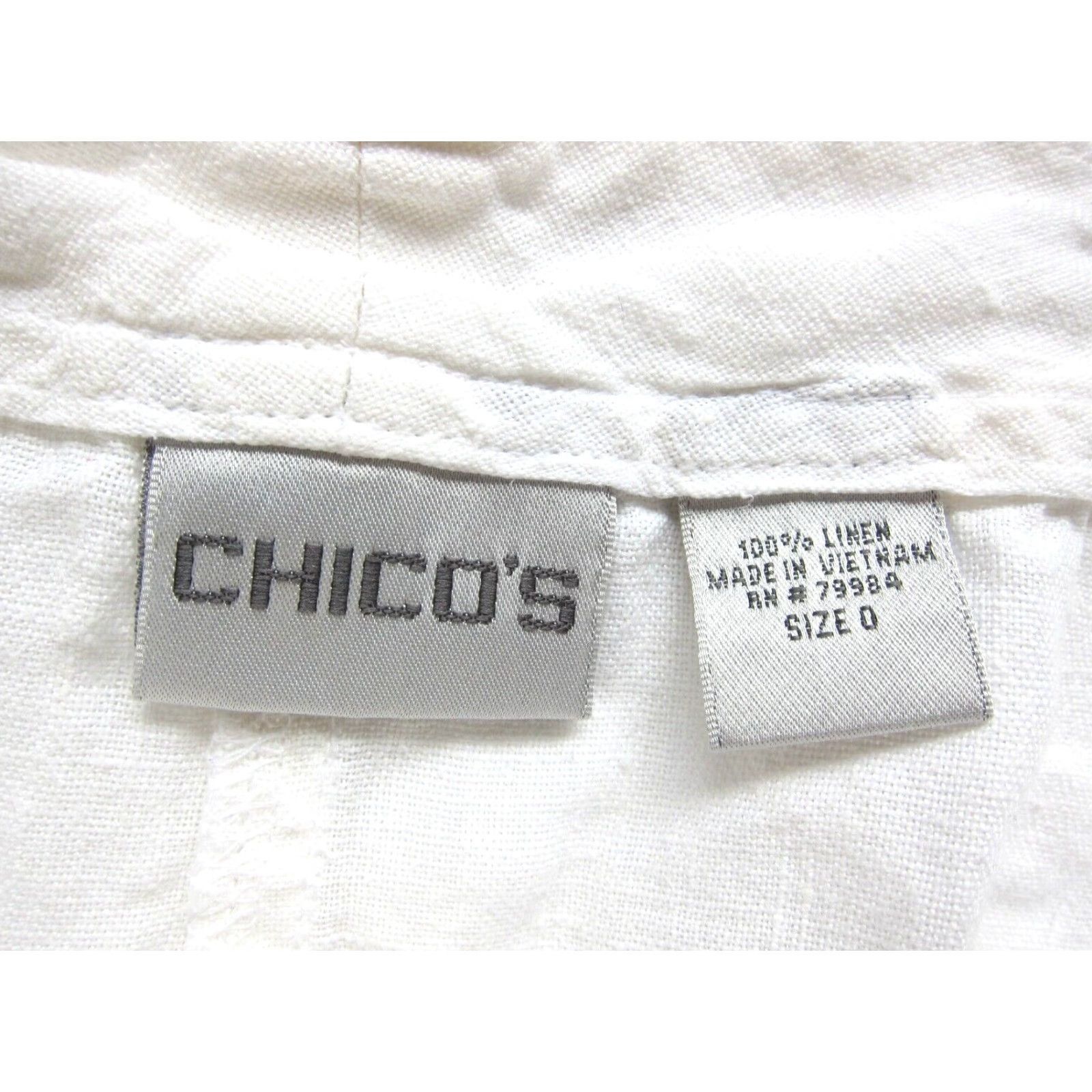 Vintage Chico's White 100% Linen Pocket Wide Leg Capri Lagenlook Relaxed Casual Pant Shirt Womens 0 Size 25" / US 0 / IT 36 - 3 Thumbnail
