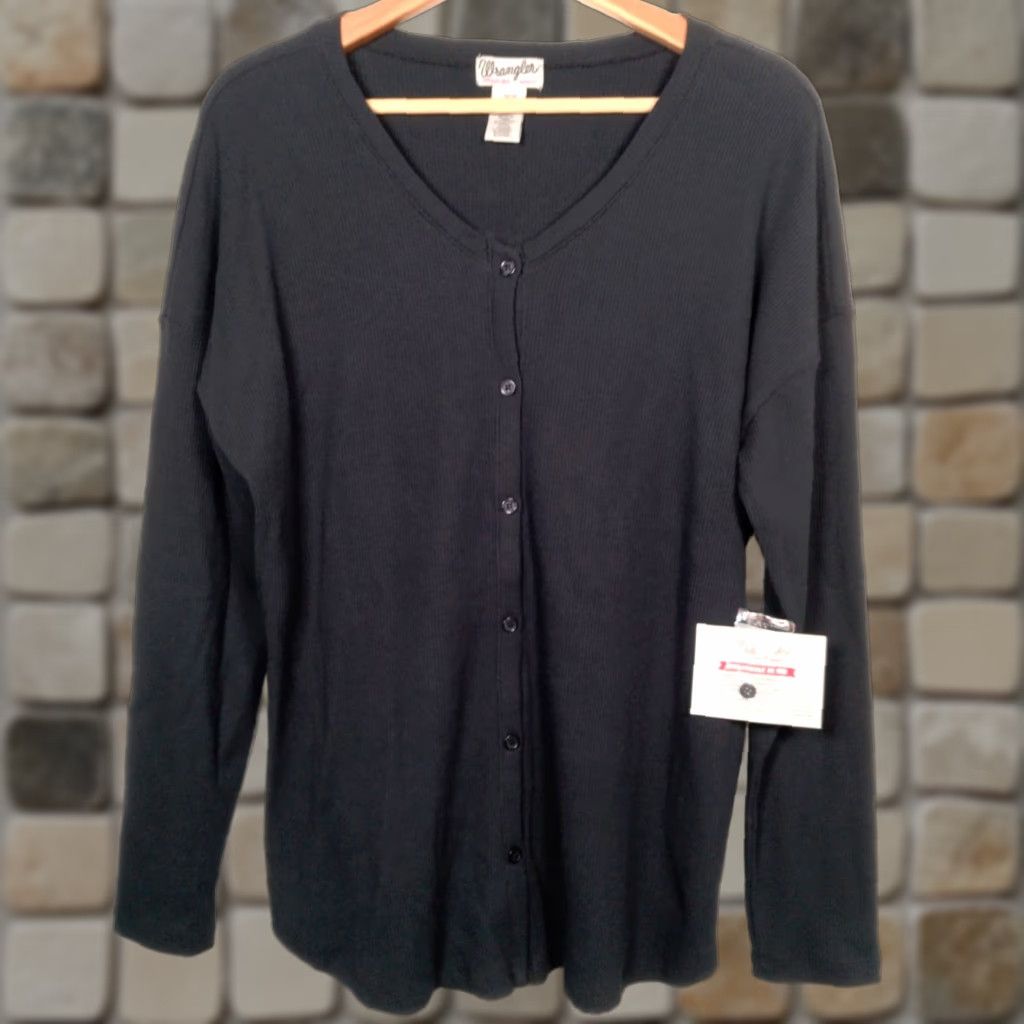 Wrangler VINTAGE Wrangler Wrancher Shirt Women Large Blue Thermal Button Front Long Sleeve Knit Workwear Size L / US 10 / IT 46 - 1 Thumbnail