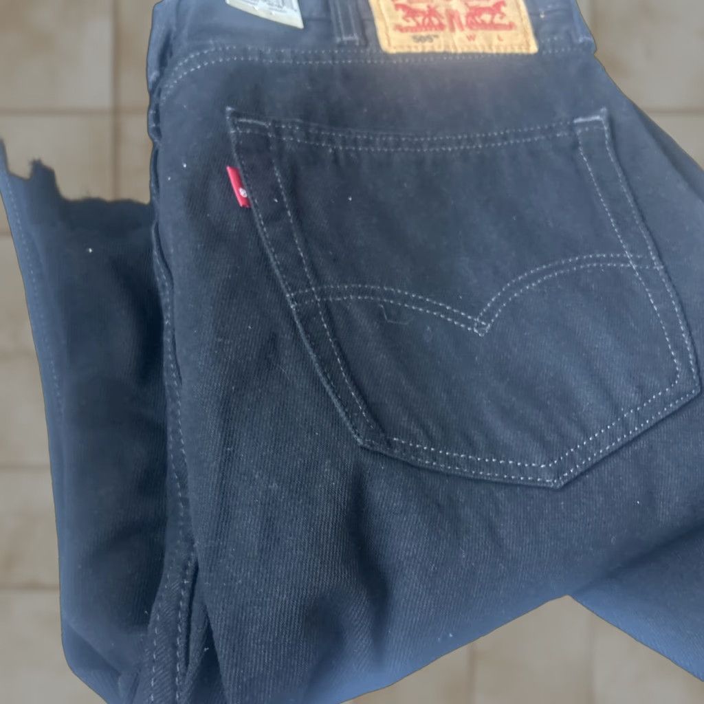 Levi's Levi's 505 Regular Fit Jeans Straight Leg Dark Wash Black 40x36 Mens Size US 40 / EU 56 - 1 Thumbnail