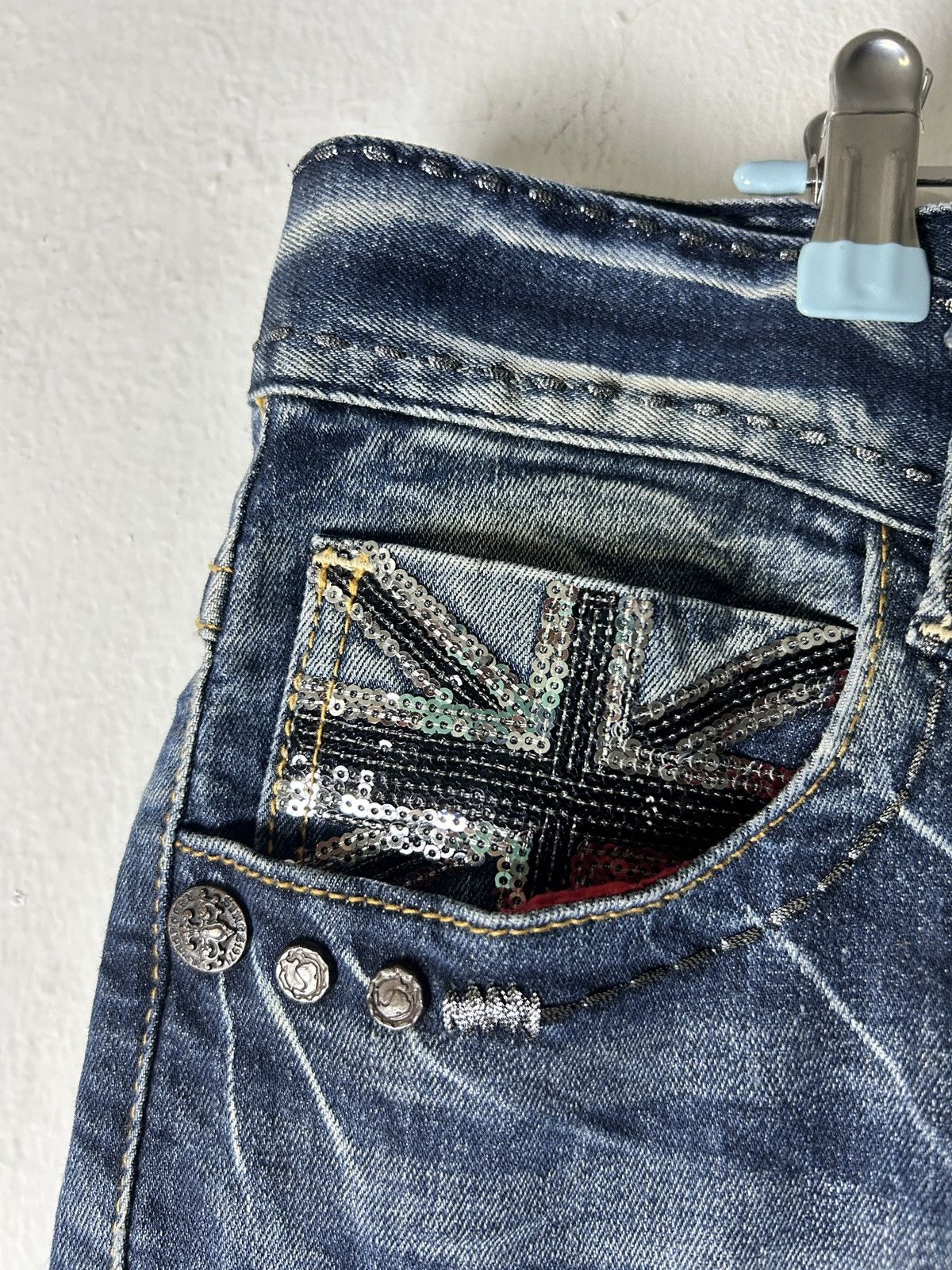 If Six Was Nine Red Pepper Union Jack Punk Flare Jeans Size US 36 / EU 52 - 12 Thumbnail