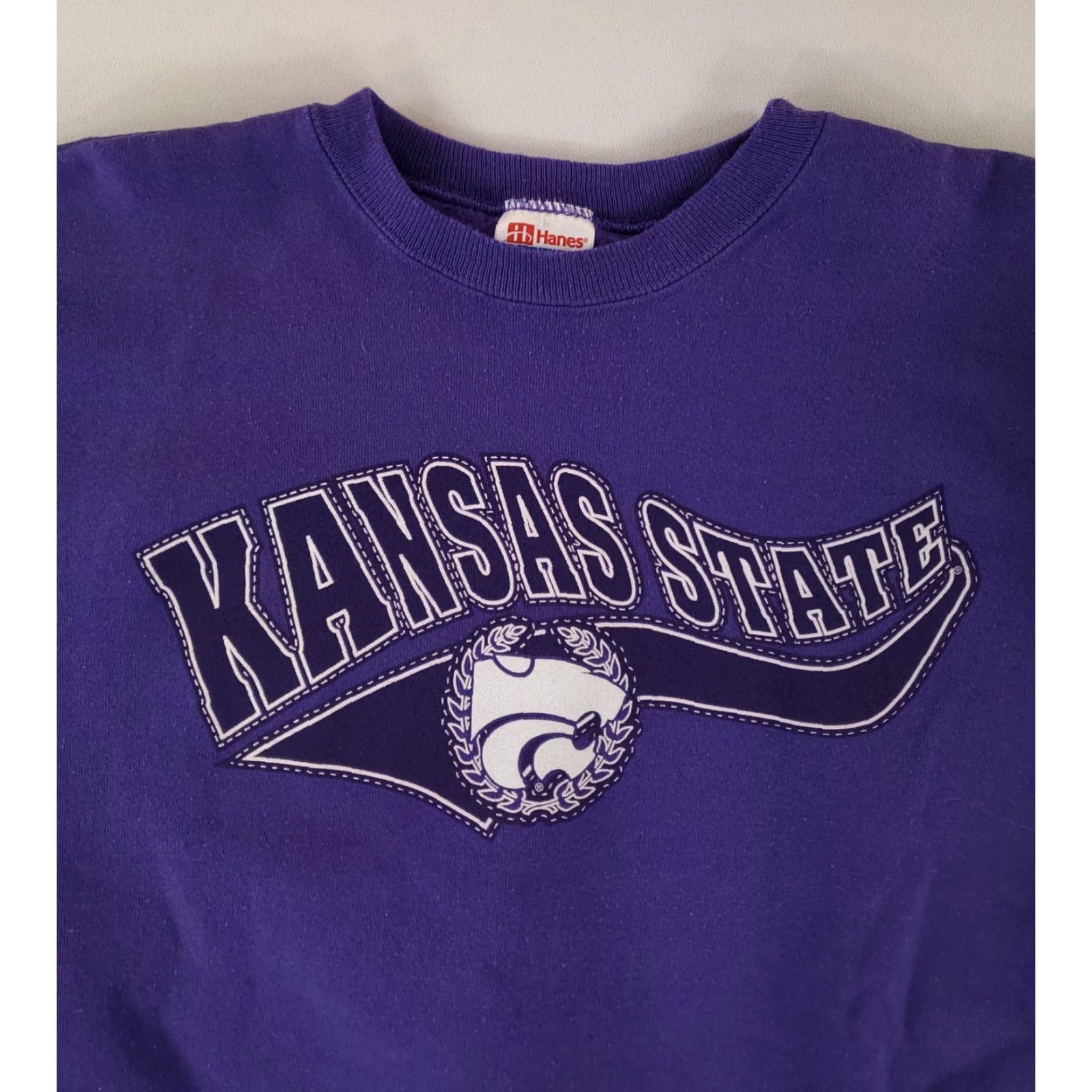 Hanes VINTAGE Kansas State University Wildcats Sweatshirt Purple Mens XXL Crew Pullover 90s VTG Hanes Size 2XL Size US XXL / EU 58 / 5 - 2 Thumbnail