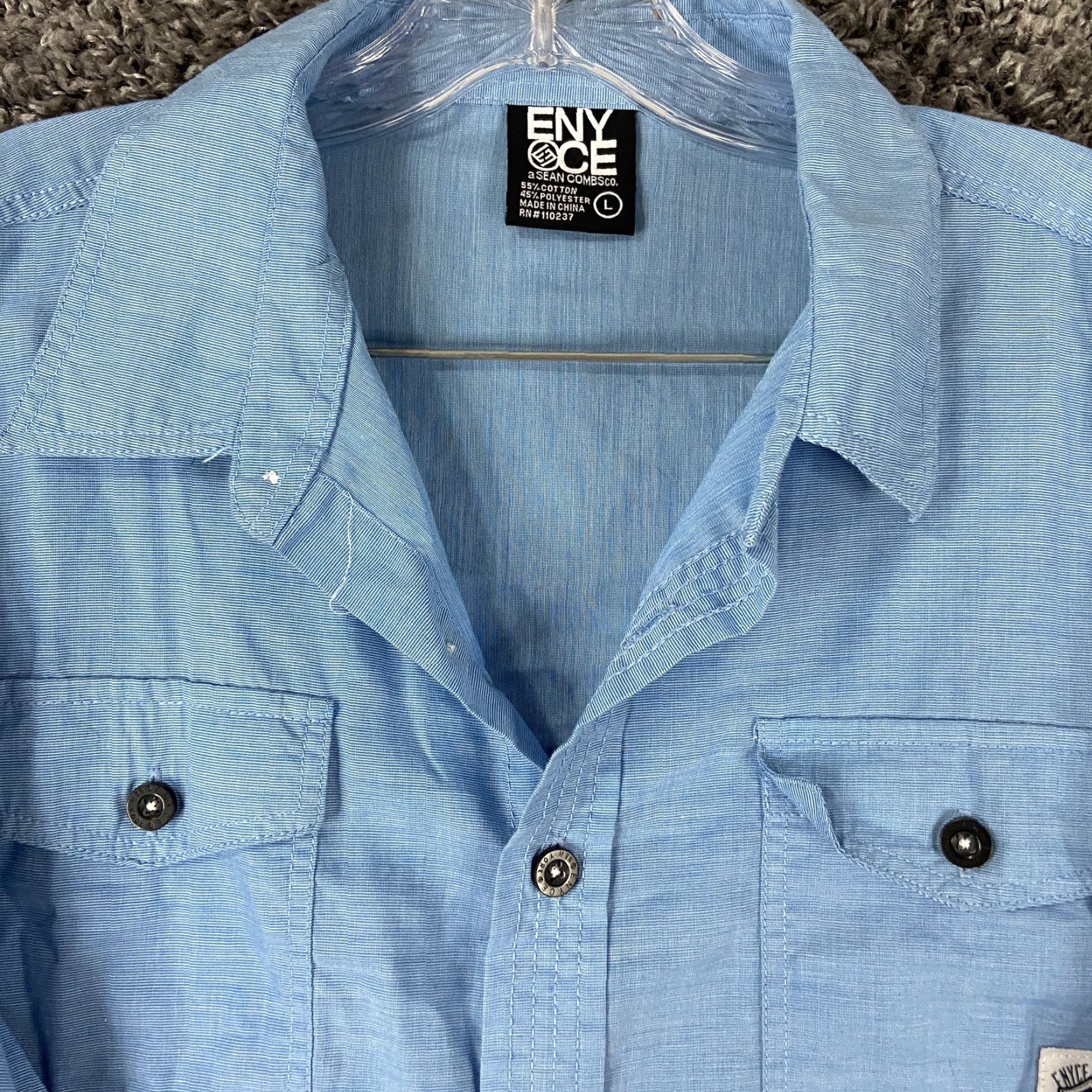 Vintage VINTAGE Enyoce A Sean Combs Co. Shirt Button-Up Long Sleeve Men L Blue 90s Mens Shirt Size US L / EU 52-54 / 3 - 6 Thumbnail