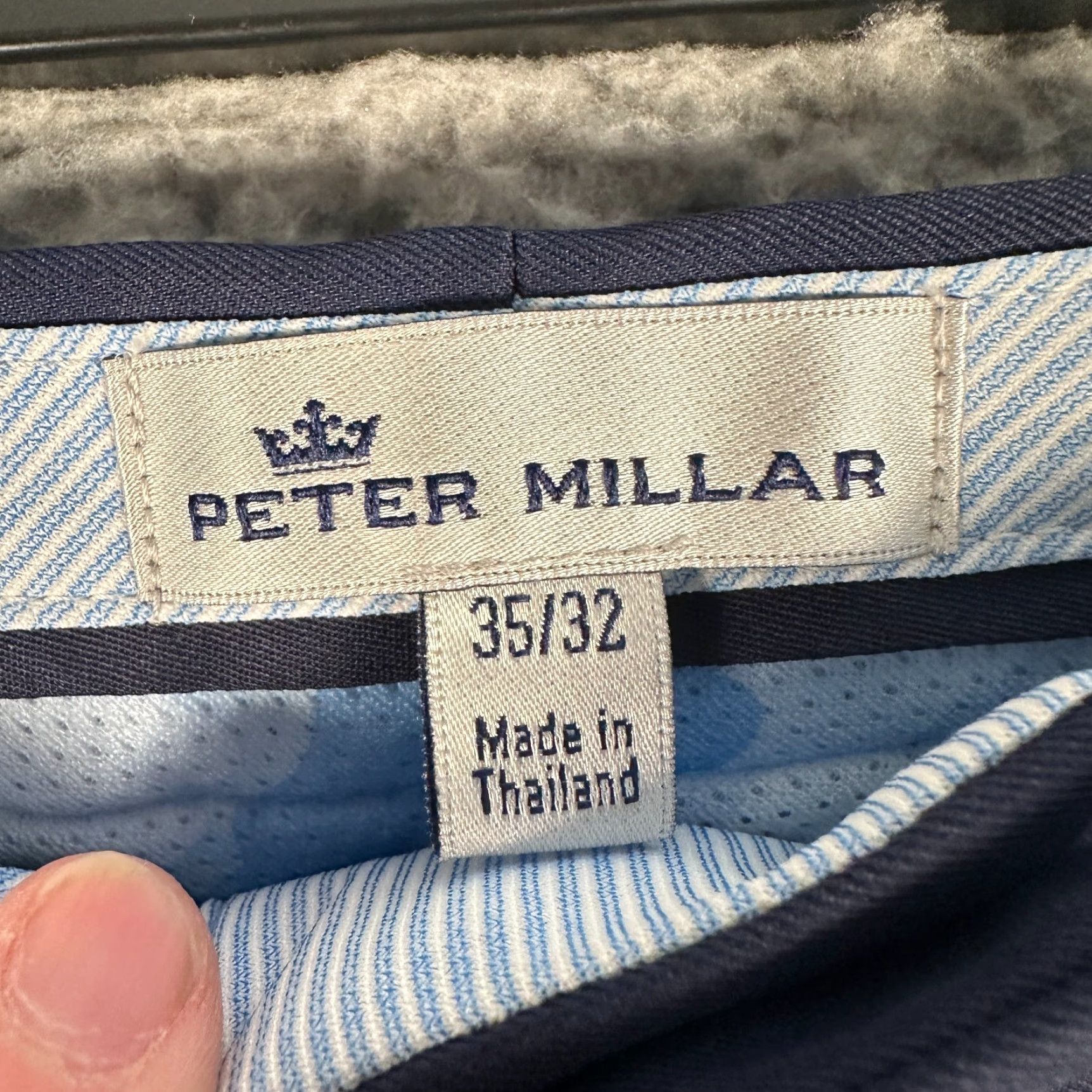 Peter Millar Peter Millar Durham Performance Golf Pants Mens 35x32 Navy Blue Chino Straight Regular Front Flat Pocket Pockets Size US 35 - 5 Thumbnail