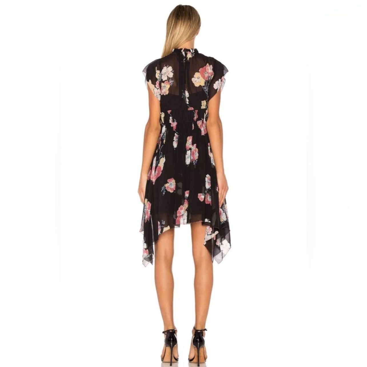 Ulla Johnson Ulla Johnson Luisa Black Silk Floral Asymmetric Dress Size XS / US 0-2 / IT 36-38 - 3 Thumbnail
