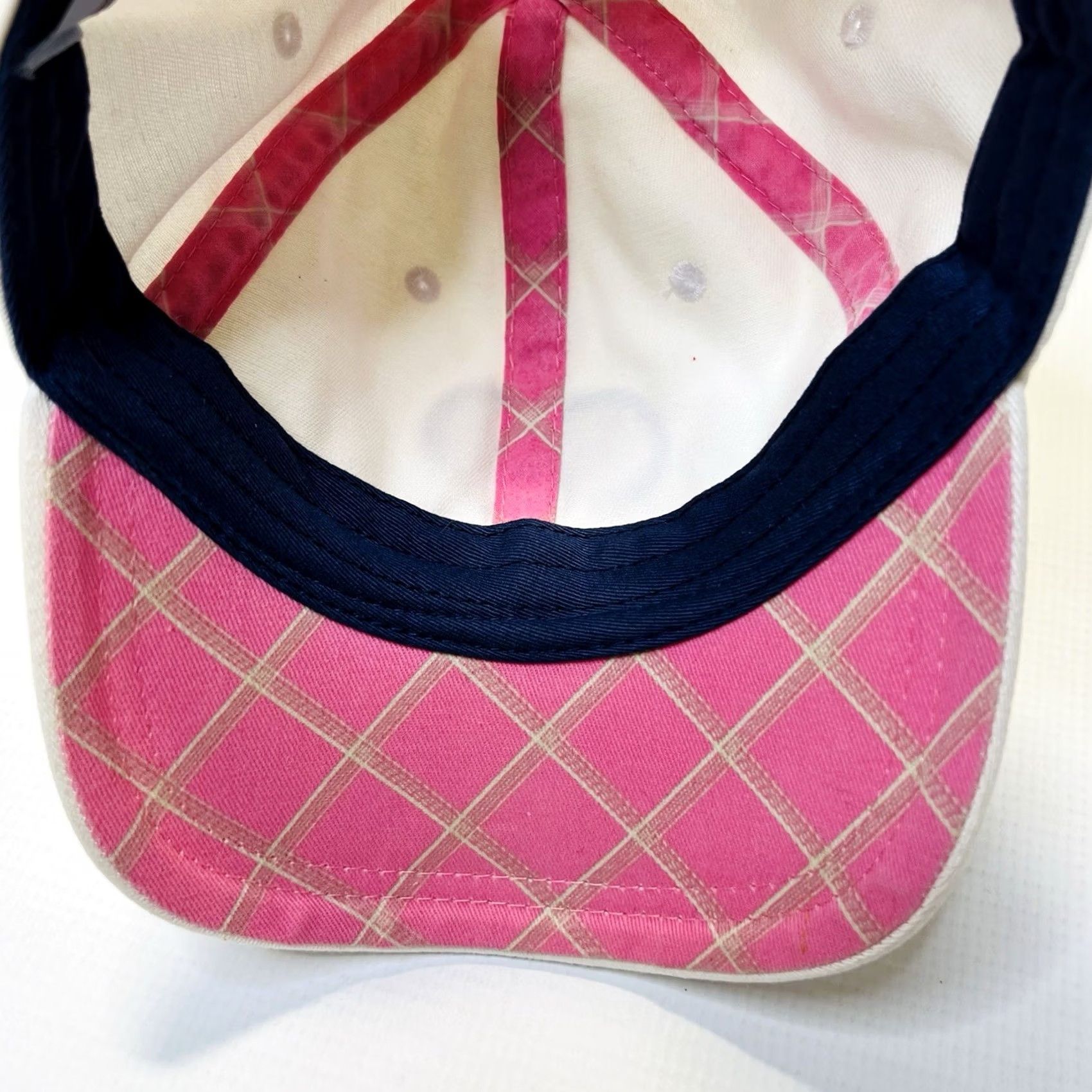 Vintage VINTAGE Kate Landry Hat White Pink Heart Adjustable Strap Baseball Cap Womens One Size Beach Boating 90s 80s Y2K Heart Theme Size ONE SIZE - 6 Thumbnail