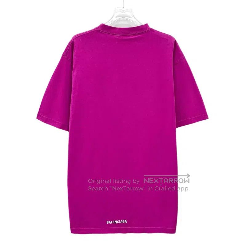 Balenciaga Balenciaga Purple Logo Letter Cotton Round Neck Short Slee Size US M / EU 48-50 / 2 - 2 Thumbnail